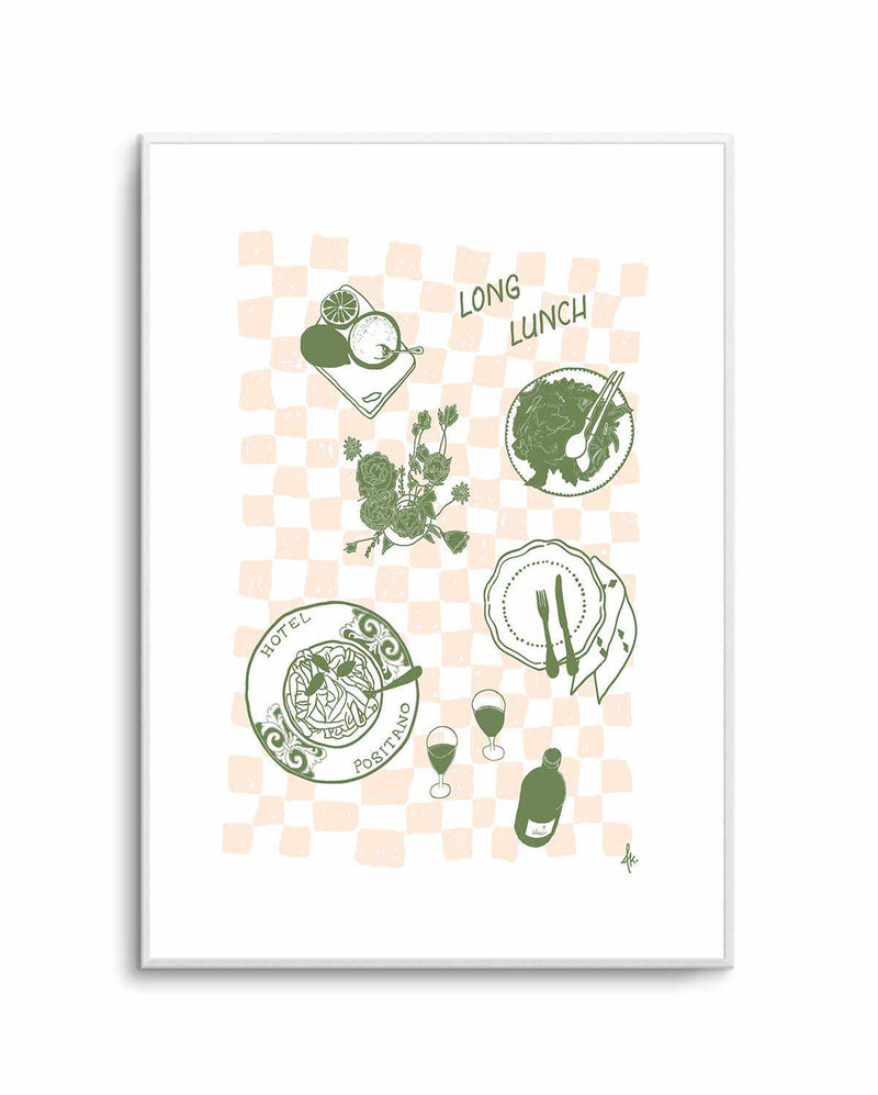Long Lunch Forest Green Pink by Anne Korako | Art Print