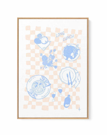 Long Lunch Soft Blue Pink by Anne Korako | Framed Canvas Art Print from Olive et Oriel where you can shop wallpaper and artworks online