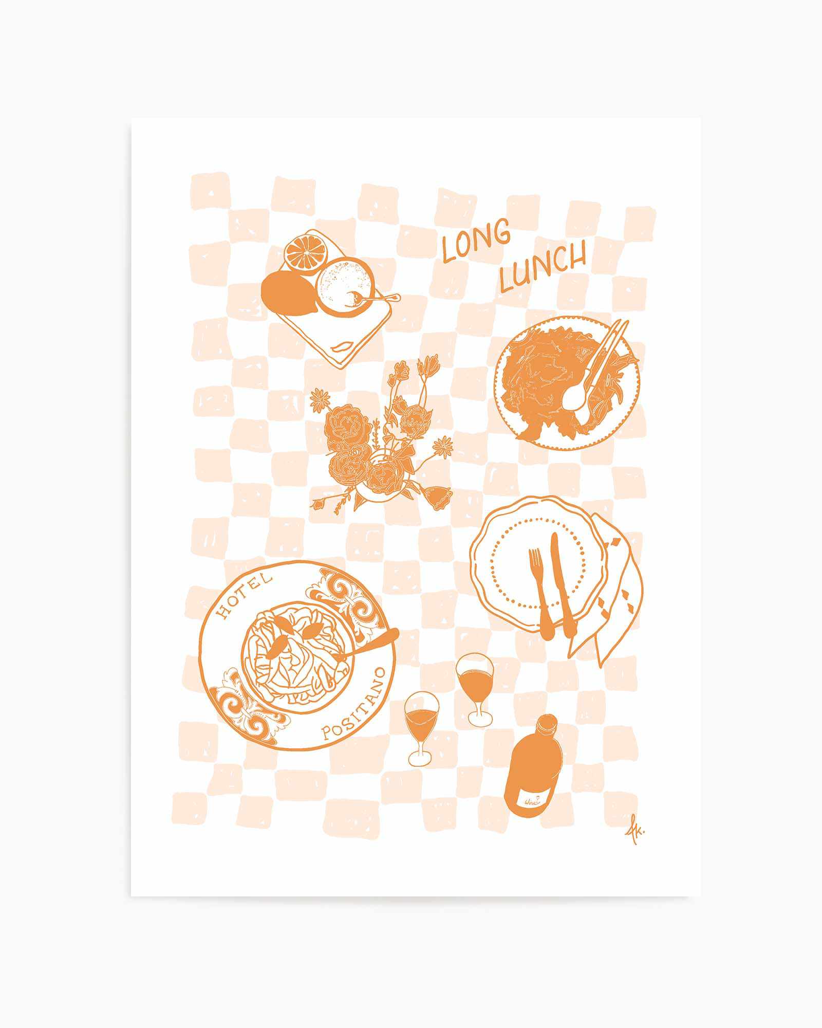 Long Lunch Tan Pink by Anne Korako  | Art Print