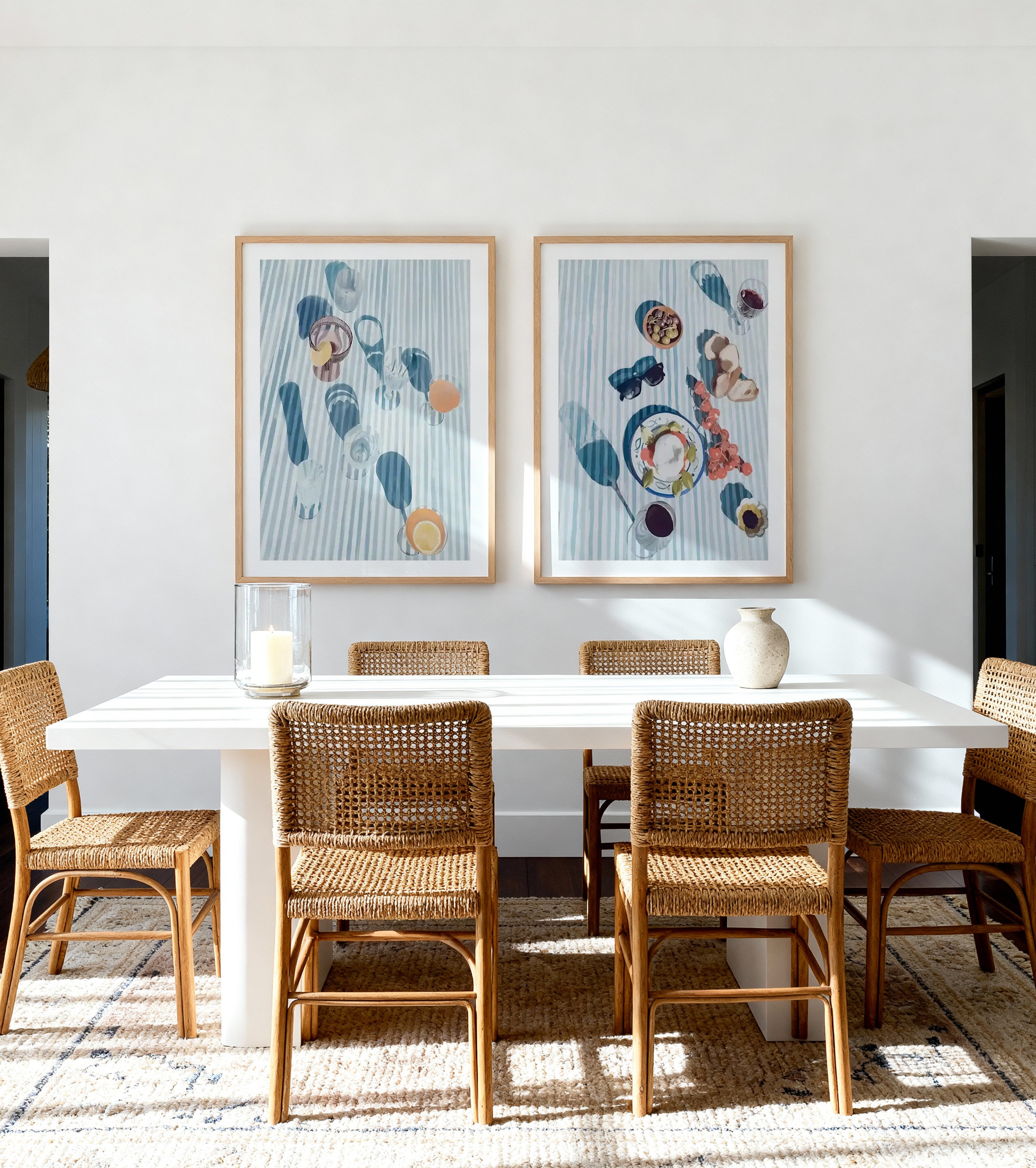 Long Lunch & Italian Grazing Art Print Set of 2 | Matching Wall Art
