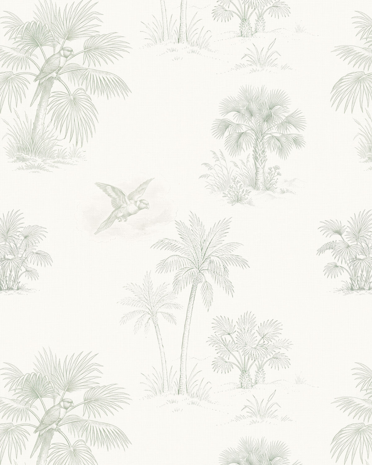 Lorikeet Palms Australian Toile de Jouy Wallpaper