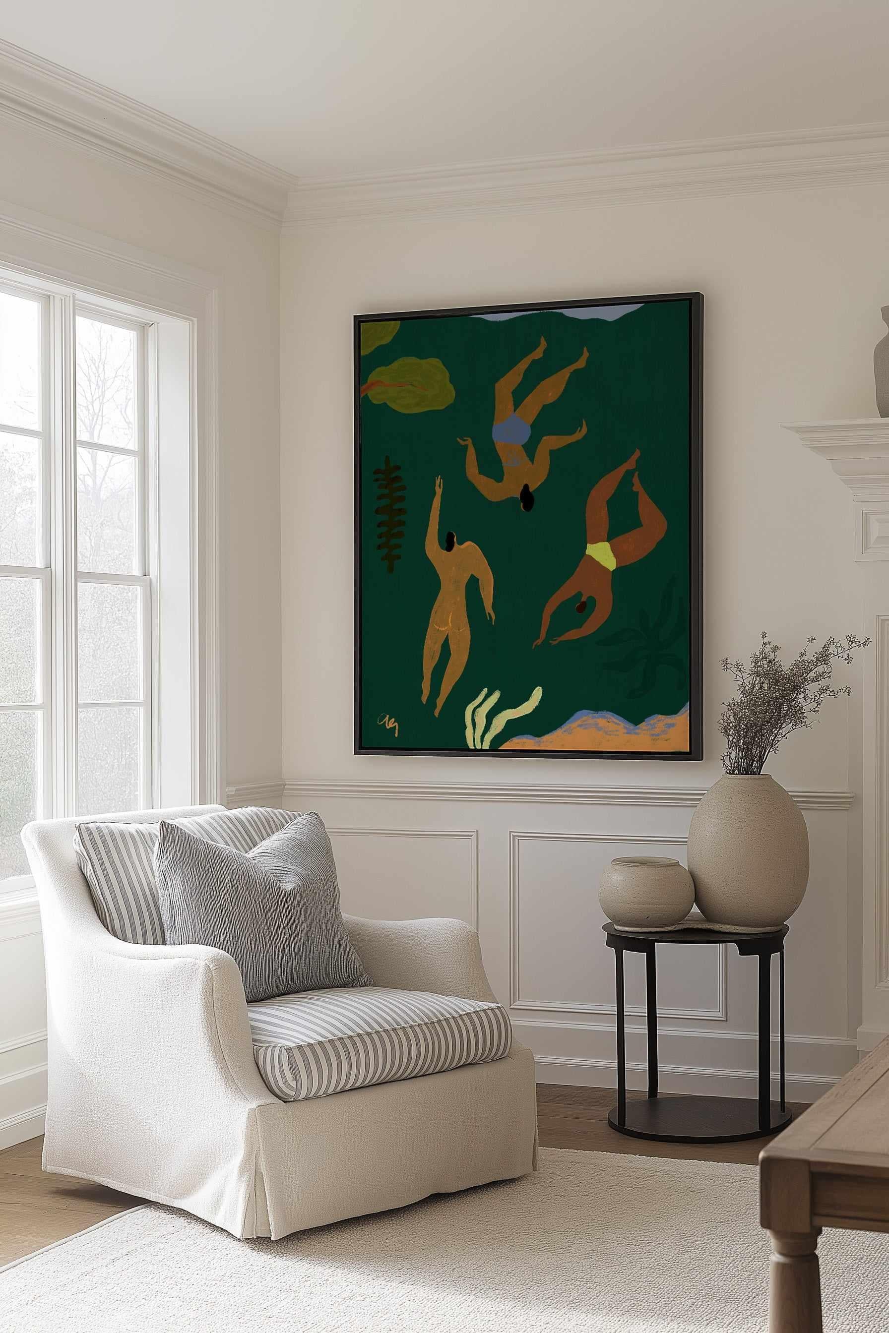Lost in Green by Arty Guava | Framed Canvas Art Print from Olive et Oriel where you can shop wallpaper and artworks online