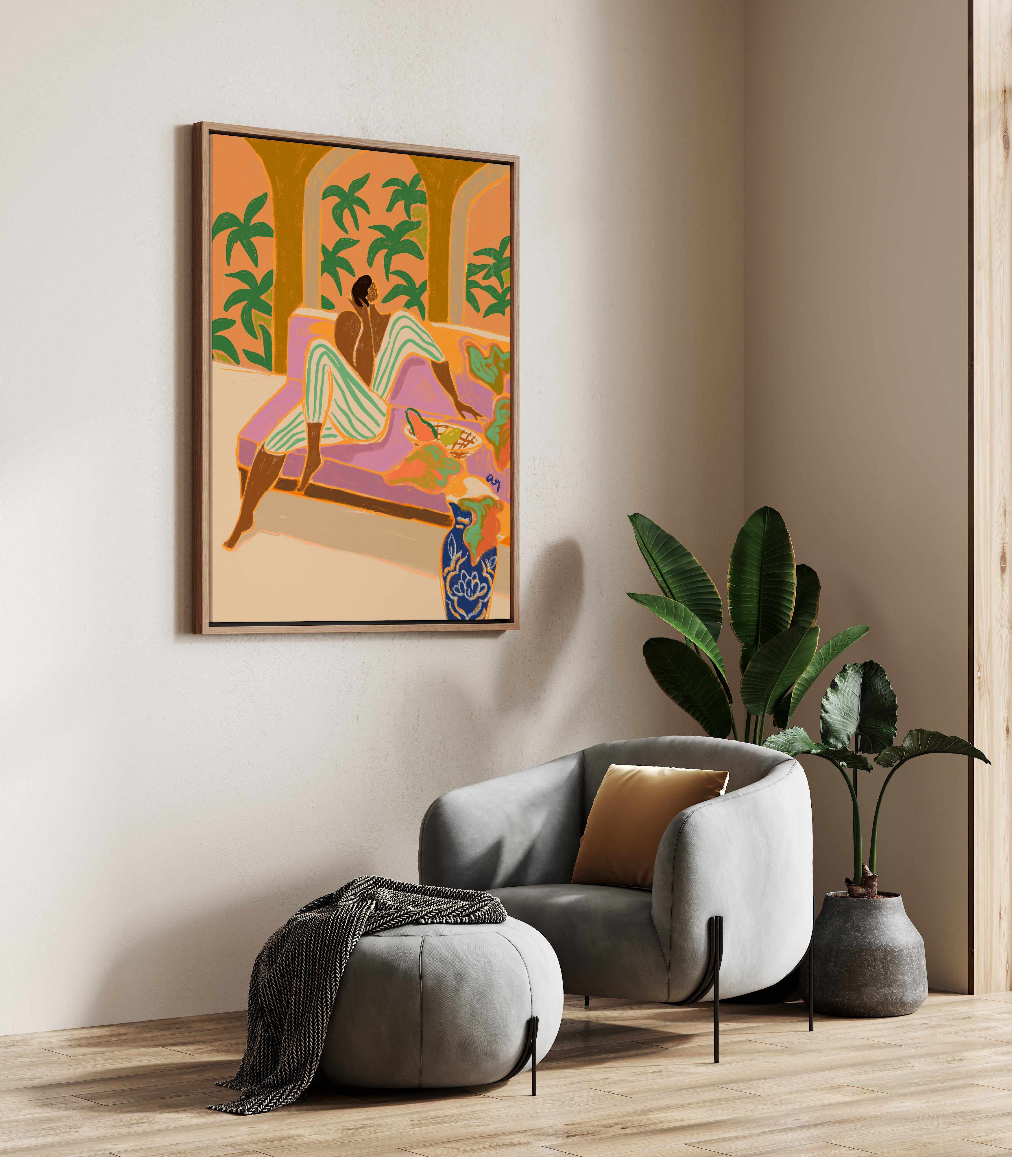 Lounging at Twilight by Arty Guava | Framed Canvas Art Print