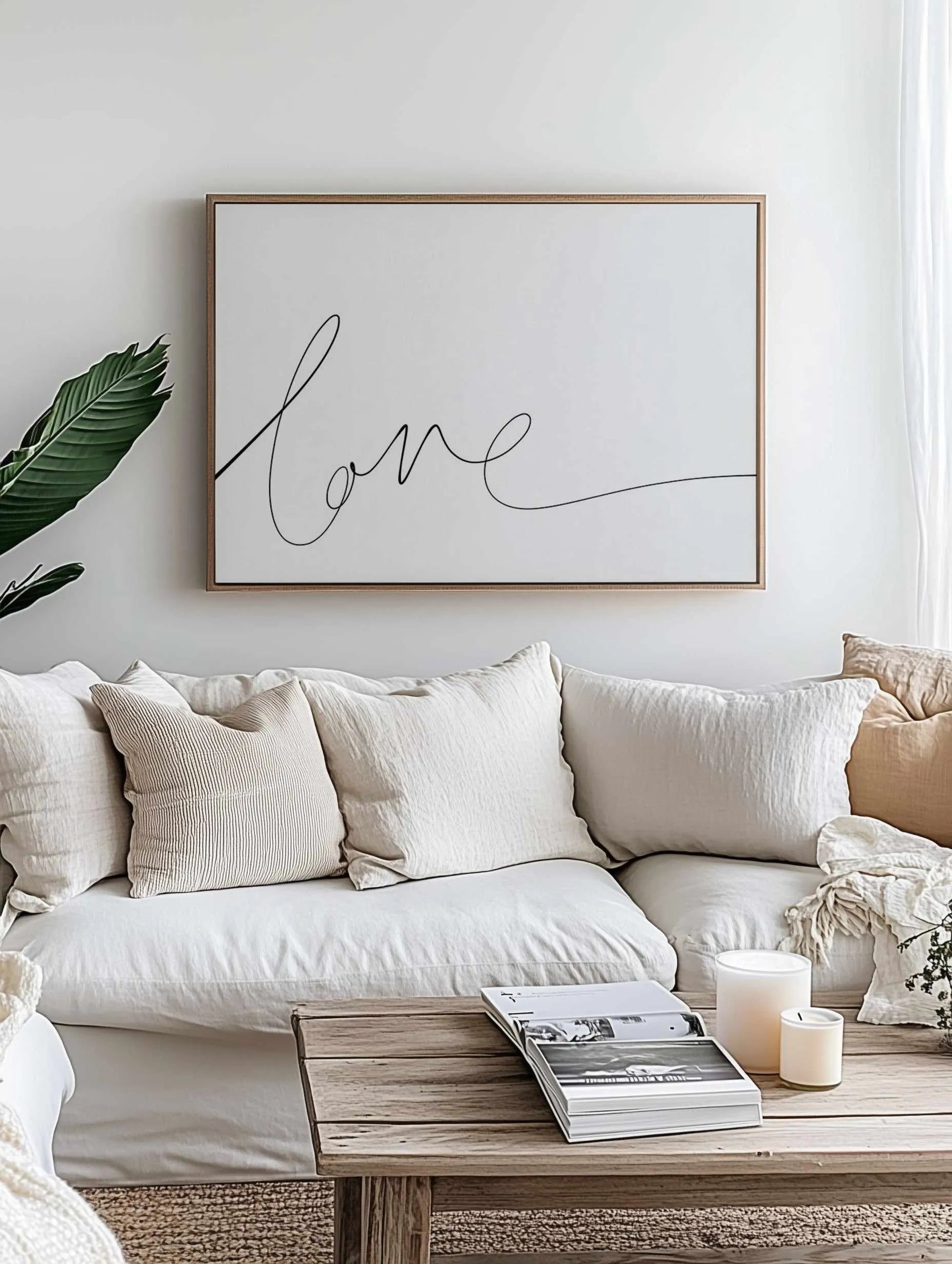 Love | Hand Scripted | Framed Canvas from Olive et Oriel where you can shop wallpaper and artworks online