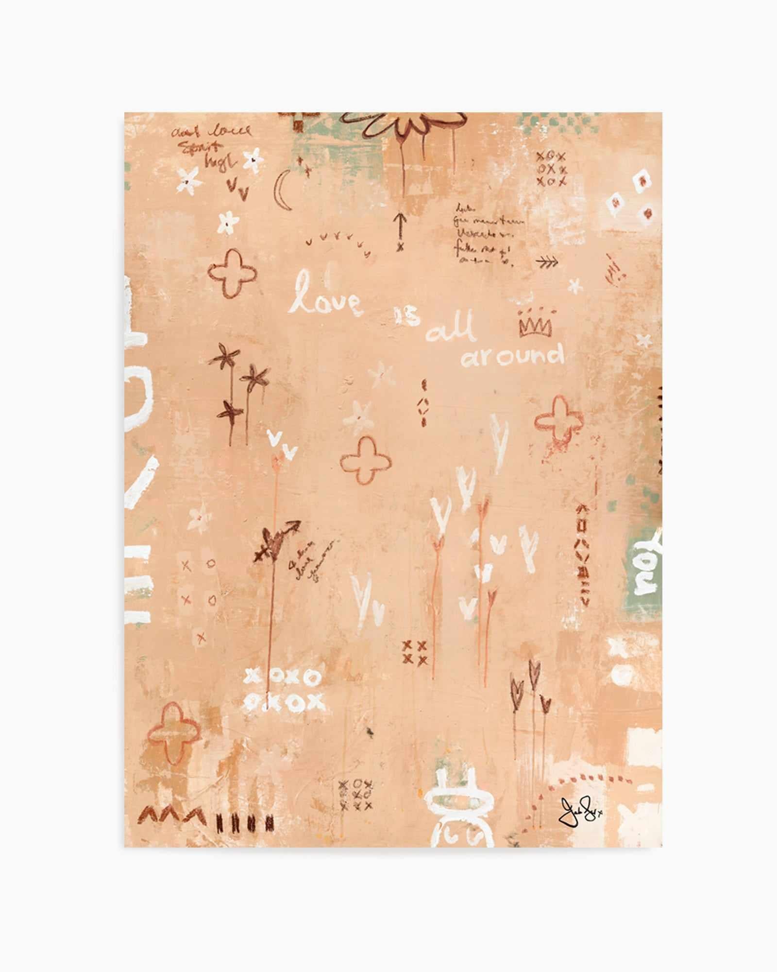 Folk Art Wall Art Print Love Is All Around Jackie Green – Olive et