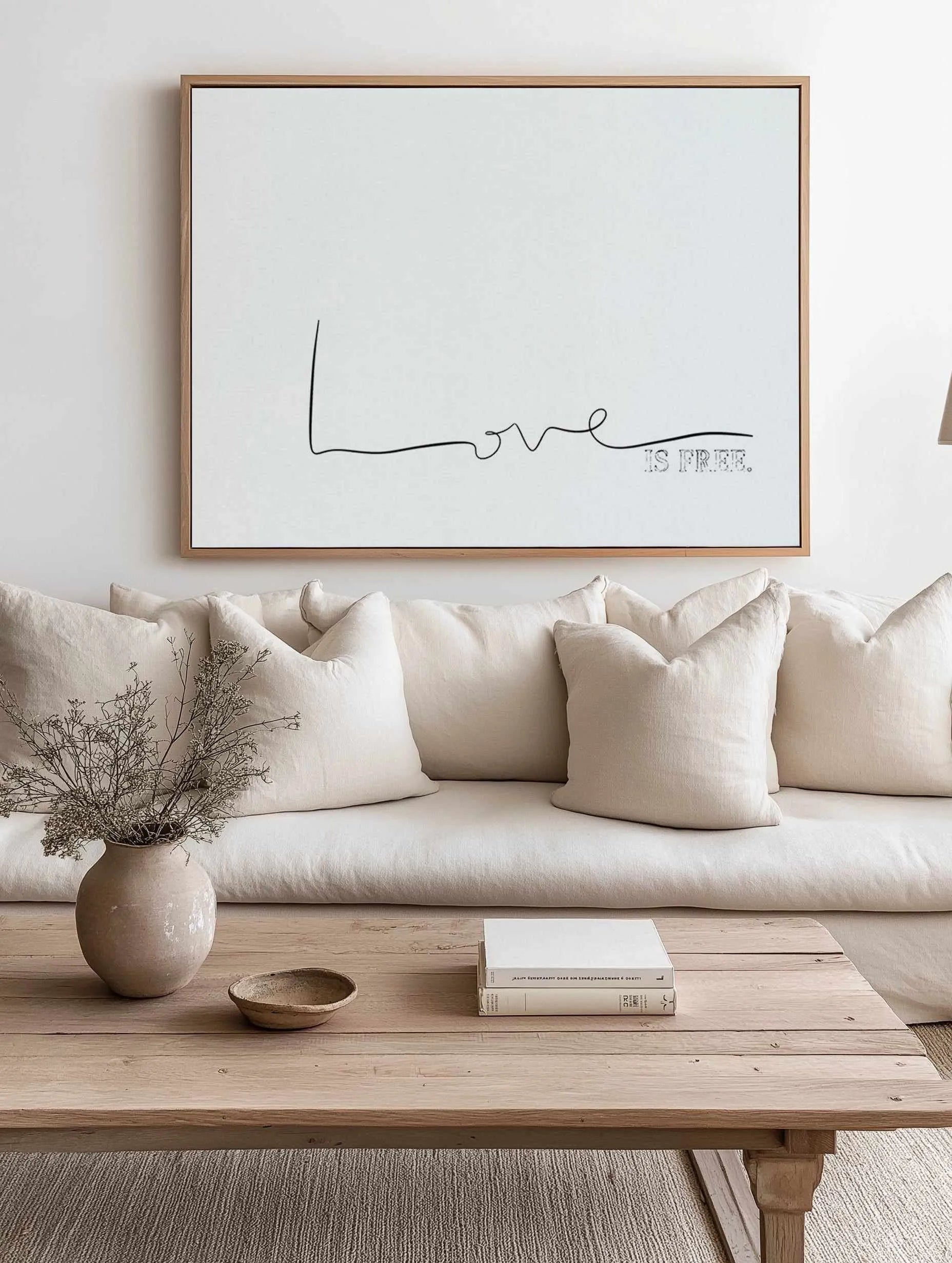 Love Is Free | Framed Canvas from Olive et Oriel where you can shop wallpaper and artworks online