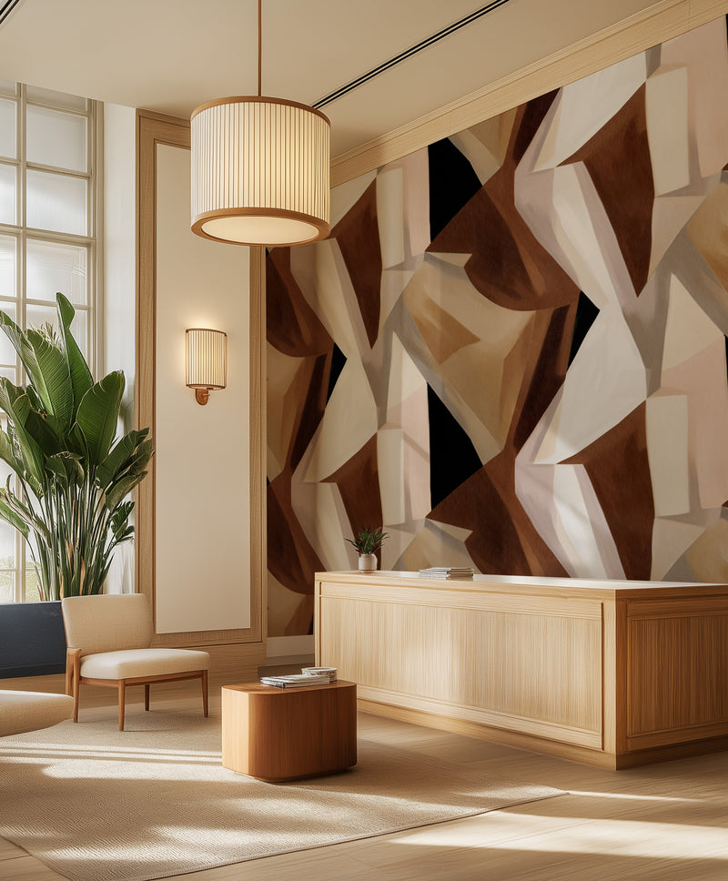 Lucene Abstract in Chocolate Brown Commercial Vinyl Wallpaper from Olive et Oriel where you can shop wallpaper and artworks online