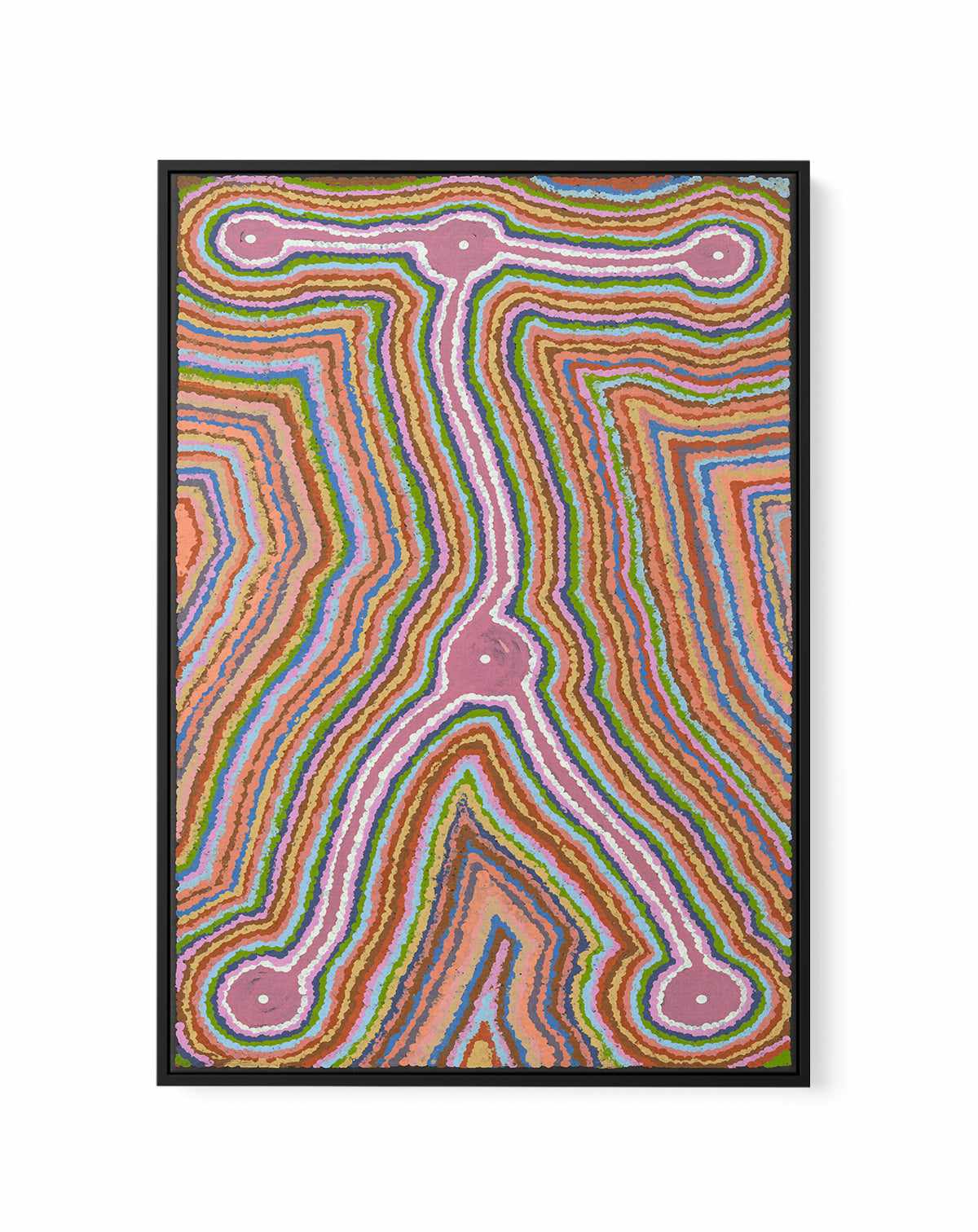 Lukarrara Jukurrpa II (Desert Fringe-rush Seed Dreaming) by Valentine Nakamarra White | Framed Canvas Art Print