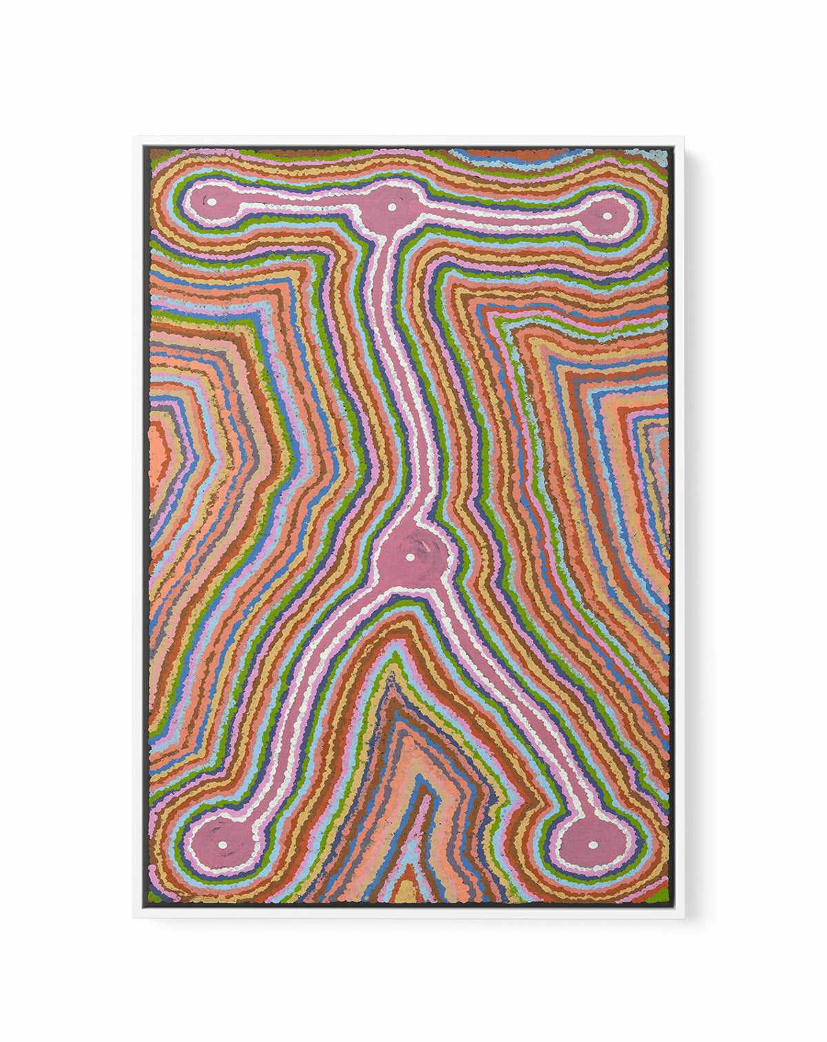 Lukarrara Jukurrpa II (Desert Fringe-rush Seed Dreaming) by Valentine Nakamarra White | Framed Canvas Art Print