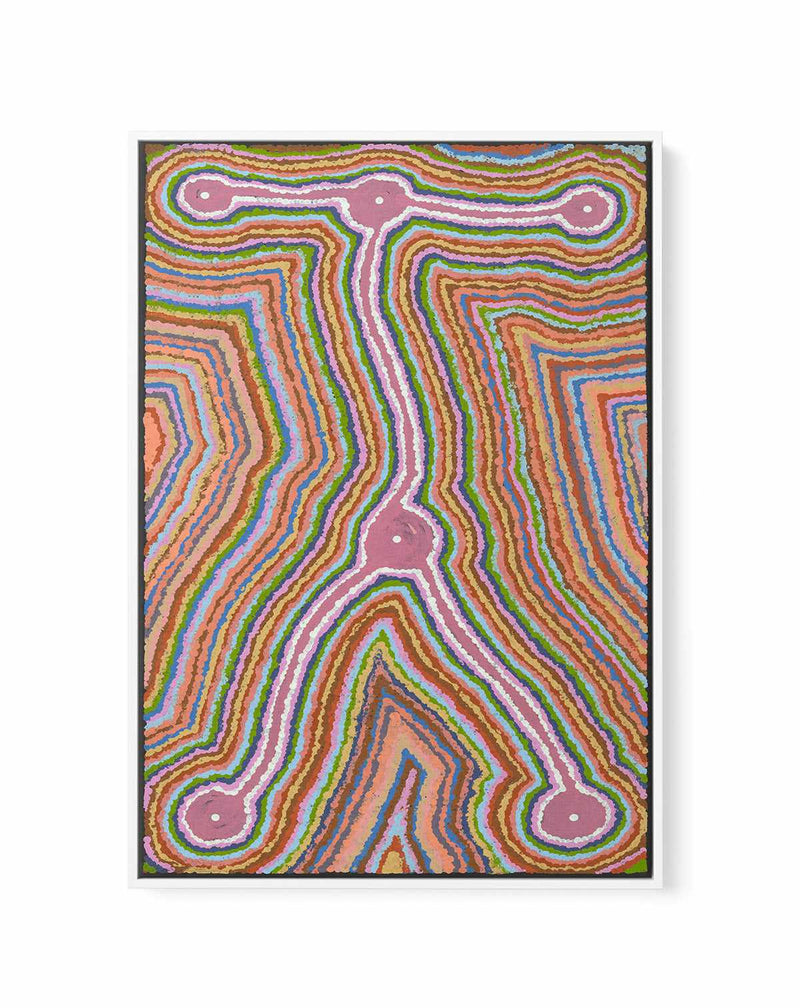 Lukarrara Jukurrpa II (Desert Fringe-rush Seed Dreaming) by Valentine Nakamarra White | Framed Canvas Art Print from Olive et Oriel where you can shop wallpaper and artworks online
