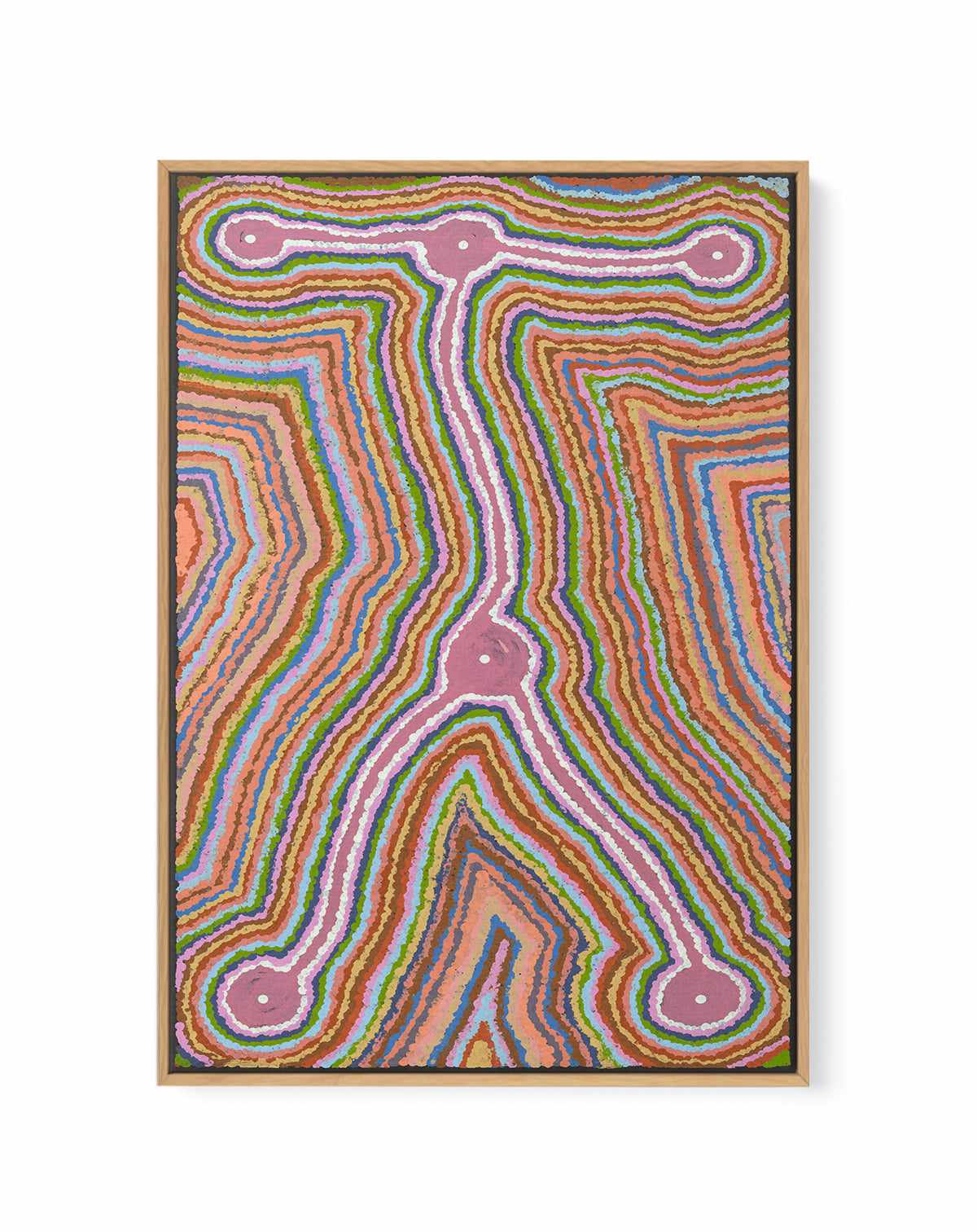 Lukarrara Jukurrpa II (Desert Fringe-rush Seed Dreaming) by Valentine Nakamarra White | Framed Canvas Art Print