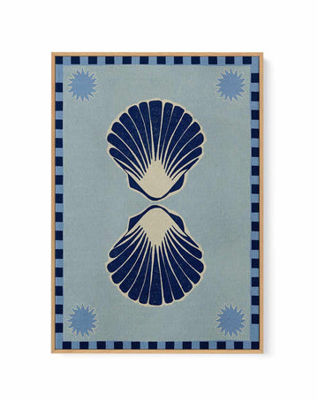 Lush Duo 3 Blue Seashells by Shatha Al Dafai | Framed Canvas Art Print from Olive et Oriel where you can shop wallpaper and artworks online