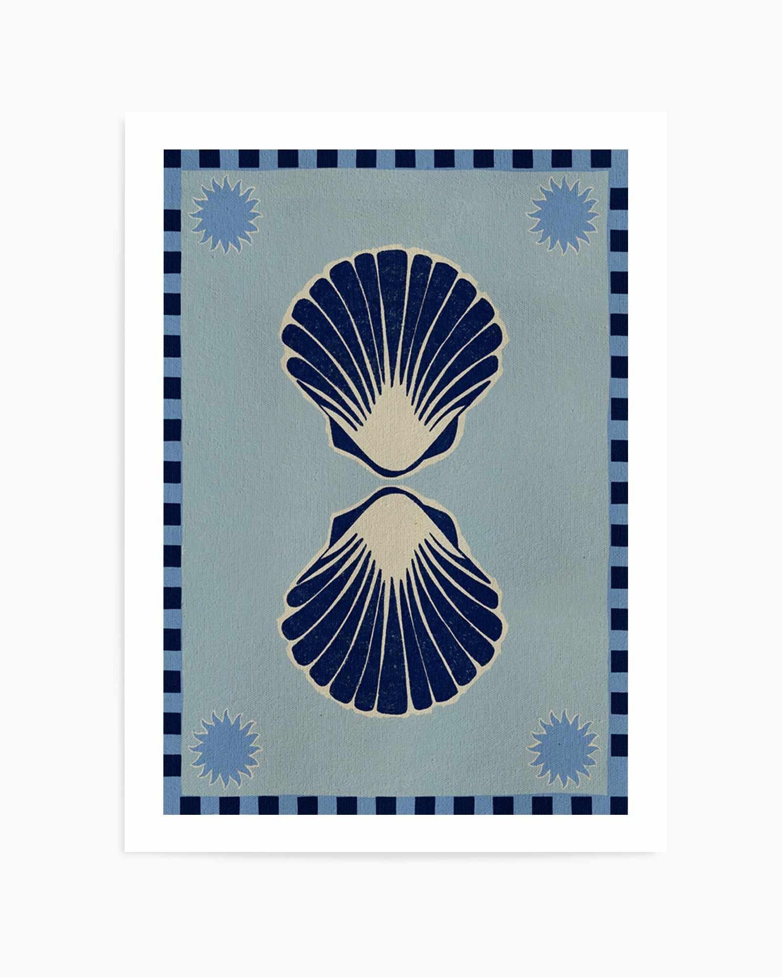Lush Duo 3 Blue Seashells by Shatha Al Dafai | Art Print from Olive et Oriel where you can shop wallpaper and artworks online