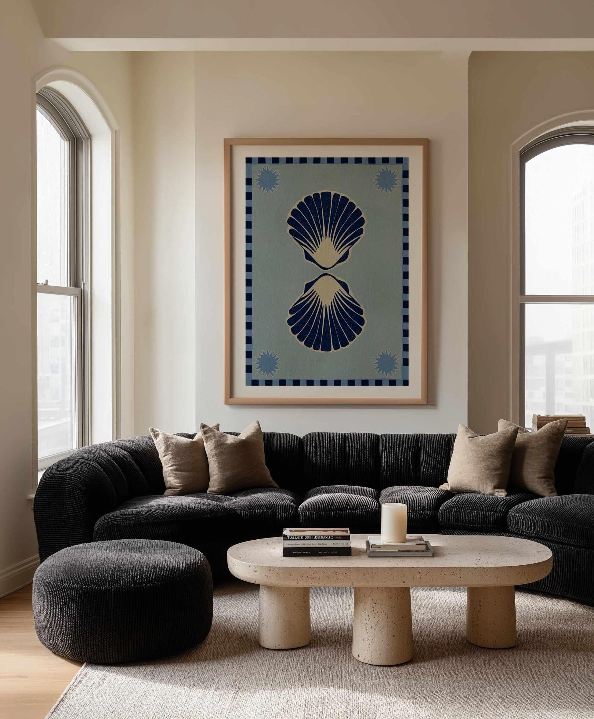 Lush Duo 3 Blue Seashells by Shatha Al Dafai | Art Print from Olive et Oriel where you can shop wallpaper and artworks online