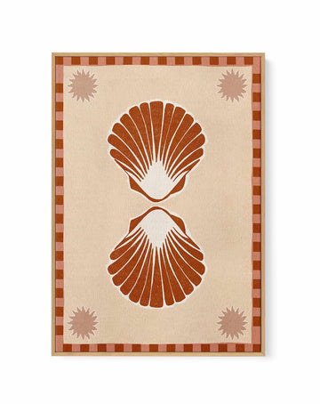 Lush Duo 3 Orange Seashells by Shatha Al Dafai | Framed Canvas Art Print from Olive et Oriel where you can shop wallpaper and artworks online