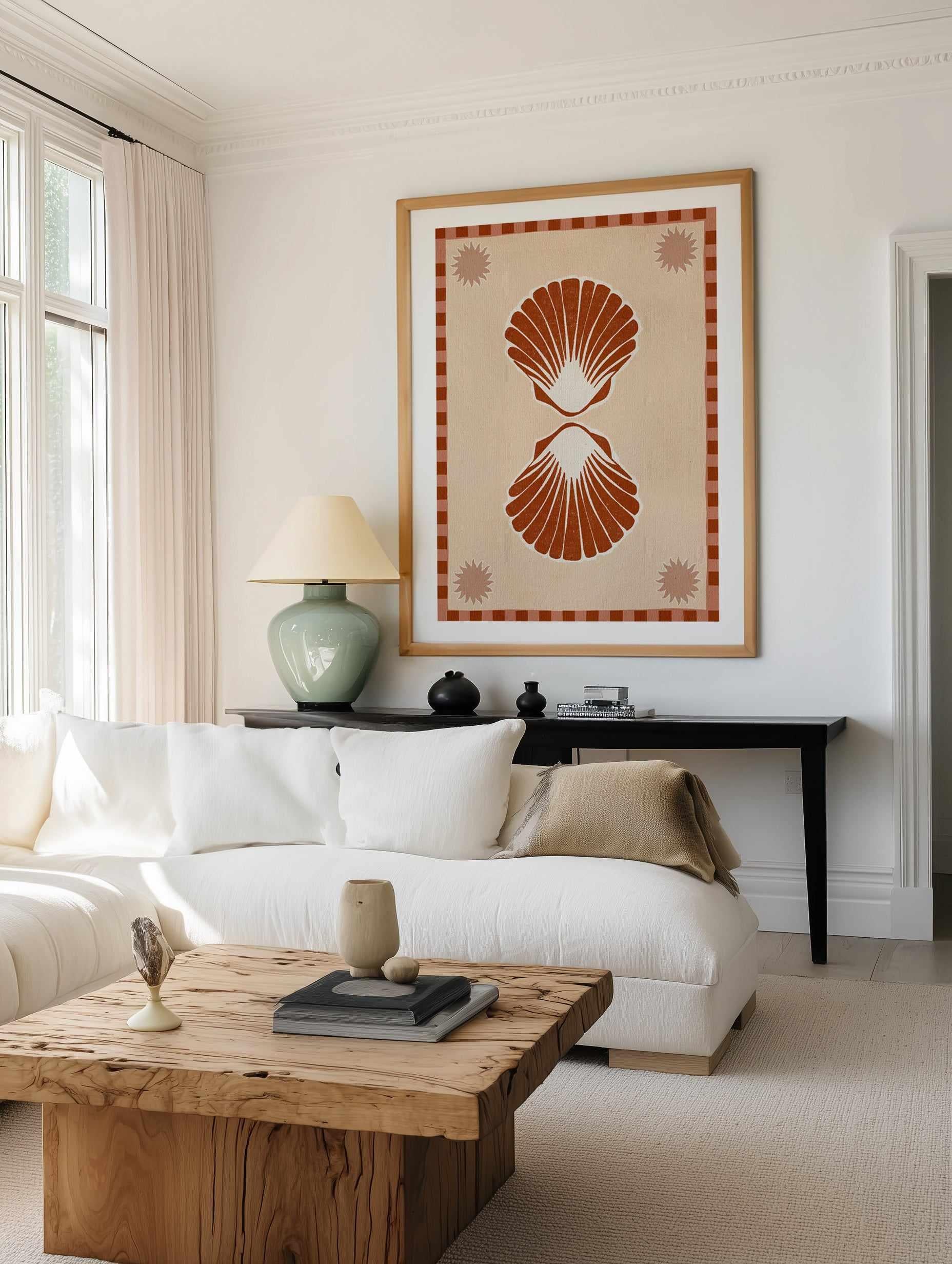 Lush Duo 3 Orange Seashells by Shatha Al Dafai | Art Print from Olive et Oriel where you can shop wallpaper and artworks online