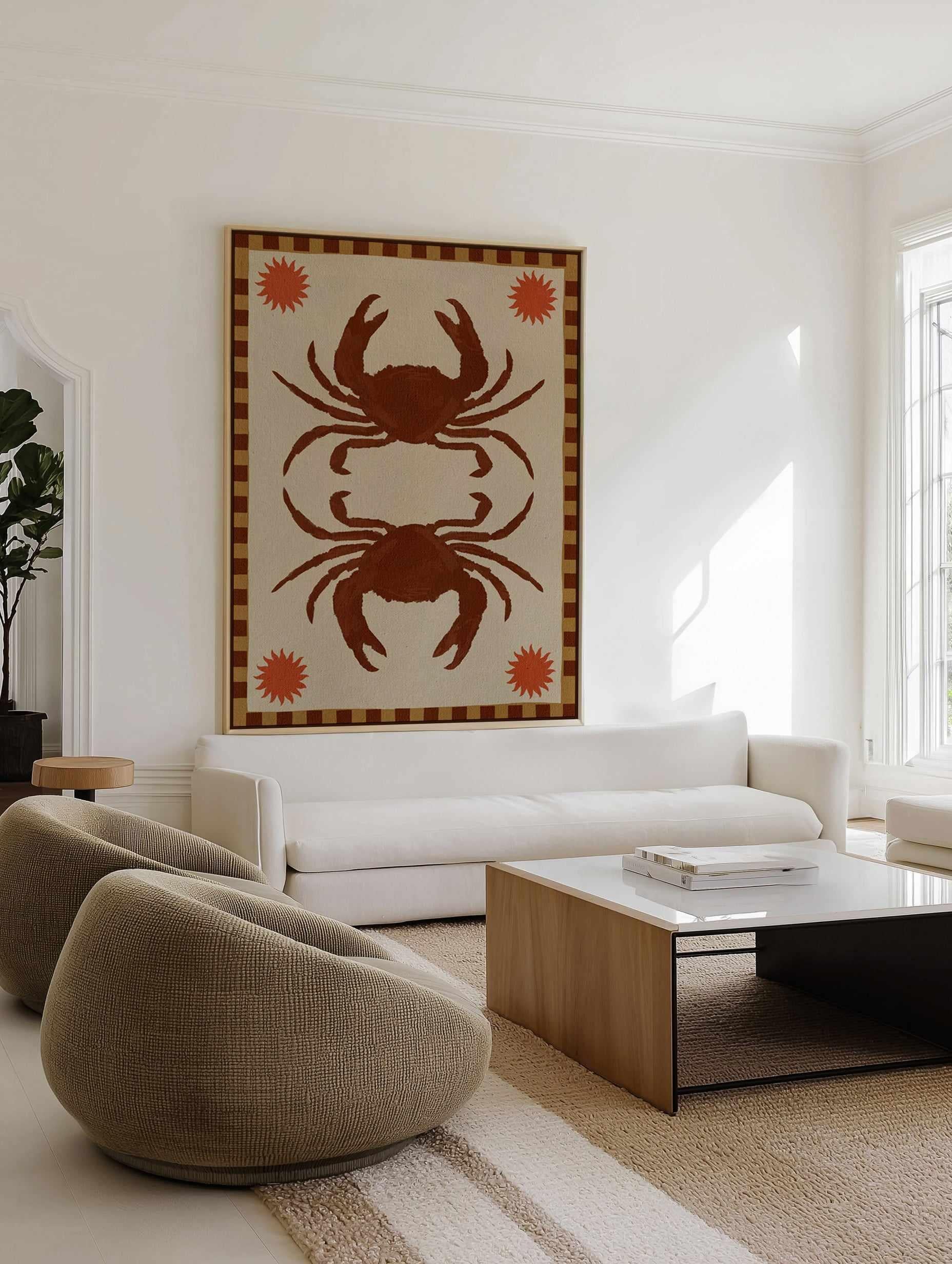 Lush Duo 6 Brown Crabs by Shatha Al Dafai | Framed Canvas Art Print from Olive et Oriel where you can shop wallpaper and artworks online