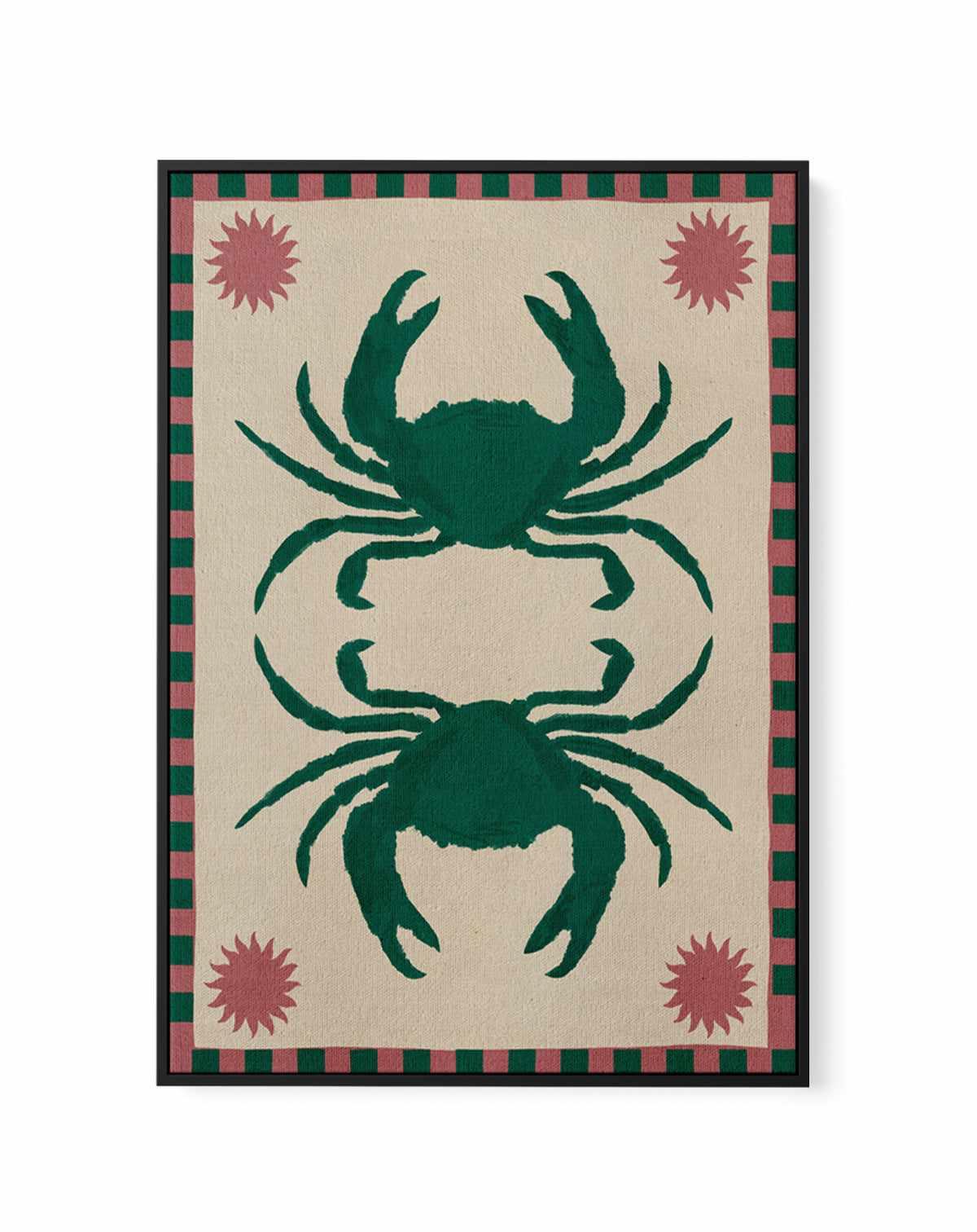 Lush Duo 6 Green Crabs by Shatha Al Dafai | Framed Canvas Art Print from Olive et Oriel where you can shop wallpaper and artworks online