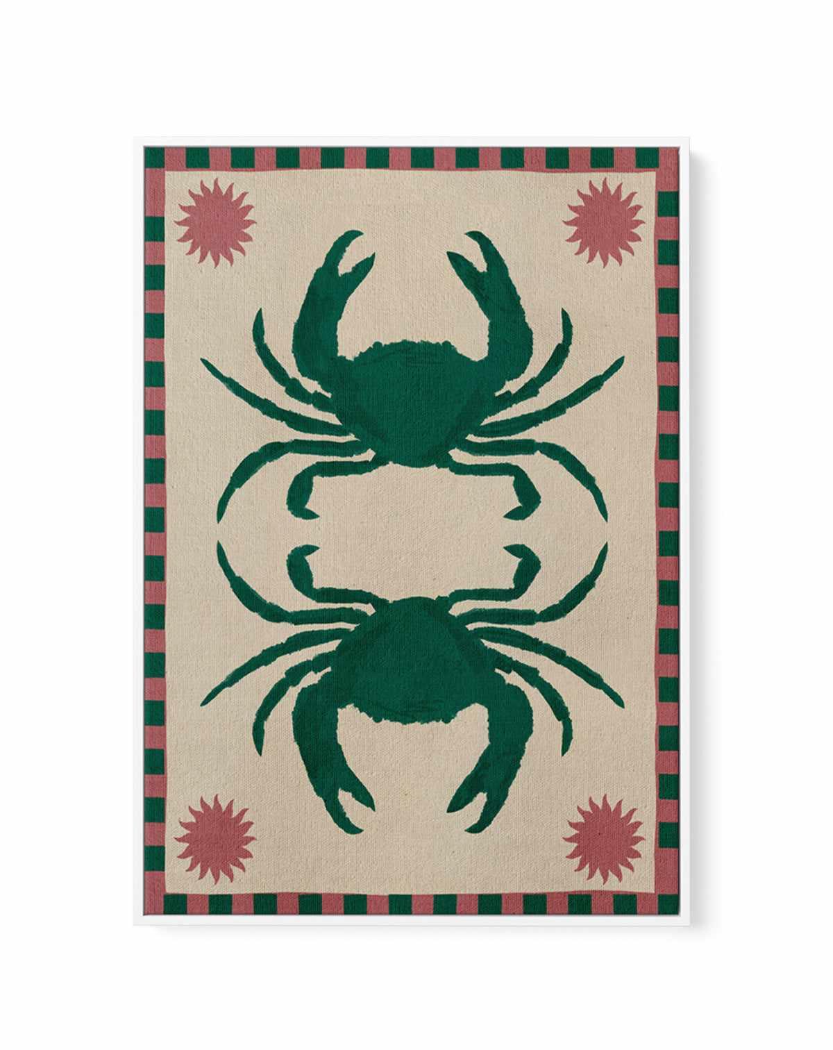 Lush Duo 6 Green Crabs by Shatha Al Dafai | Framed Canvas Art Print from Olive et Oriel where you can shop wallpaper and artworks online