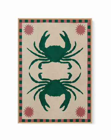 Lush Duo 6 Green Crabs by Shatha Al Dafai | Framed Canvas Art Print from Olive et Oriel where you can shop wallpaper and artworks online