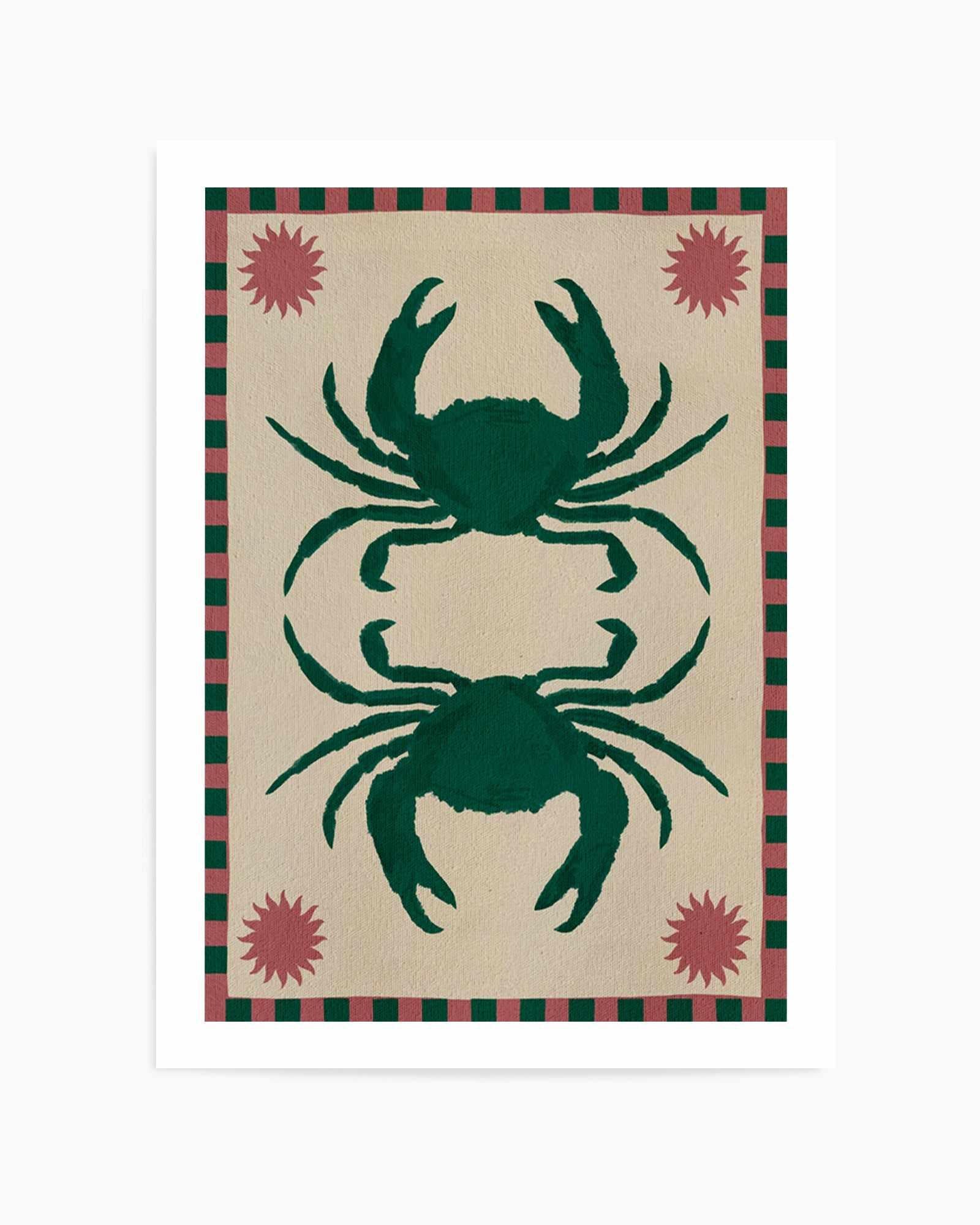 Lush Duo 6 Green Crabs by Shatha Al Dafai | Art Print from Olive et Oriel where you can shop wallpaper and artworks online
