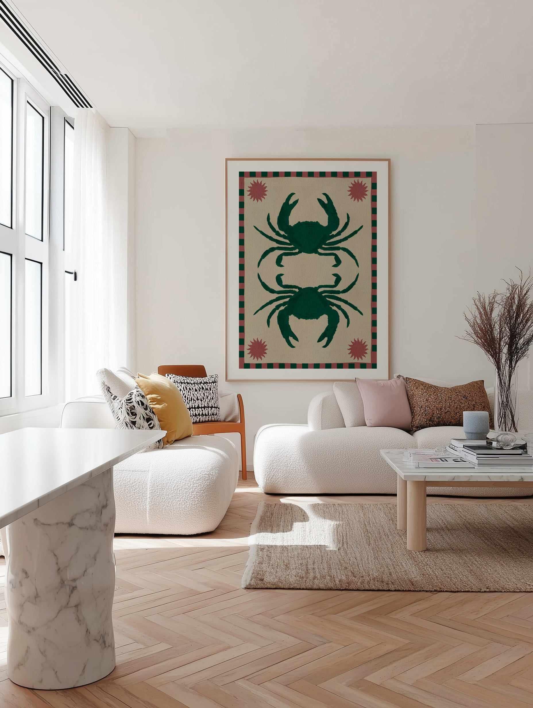 Lush Duo 6 Green Crabs by Shatha Al Dafai | Art Print from Olive et Oriel where you can shop wallpaper and artworks online