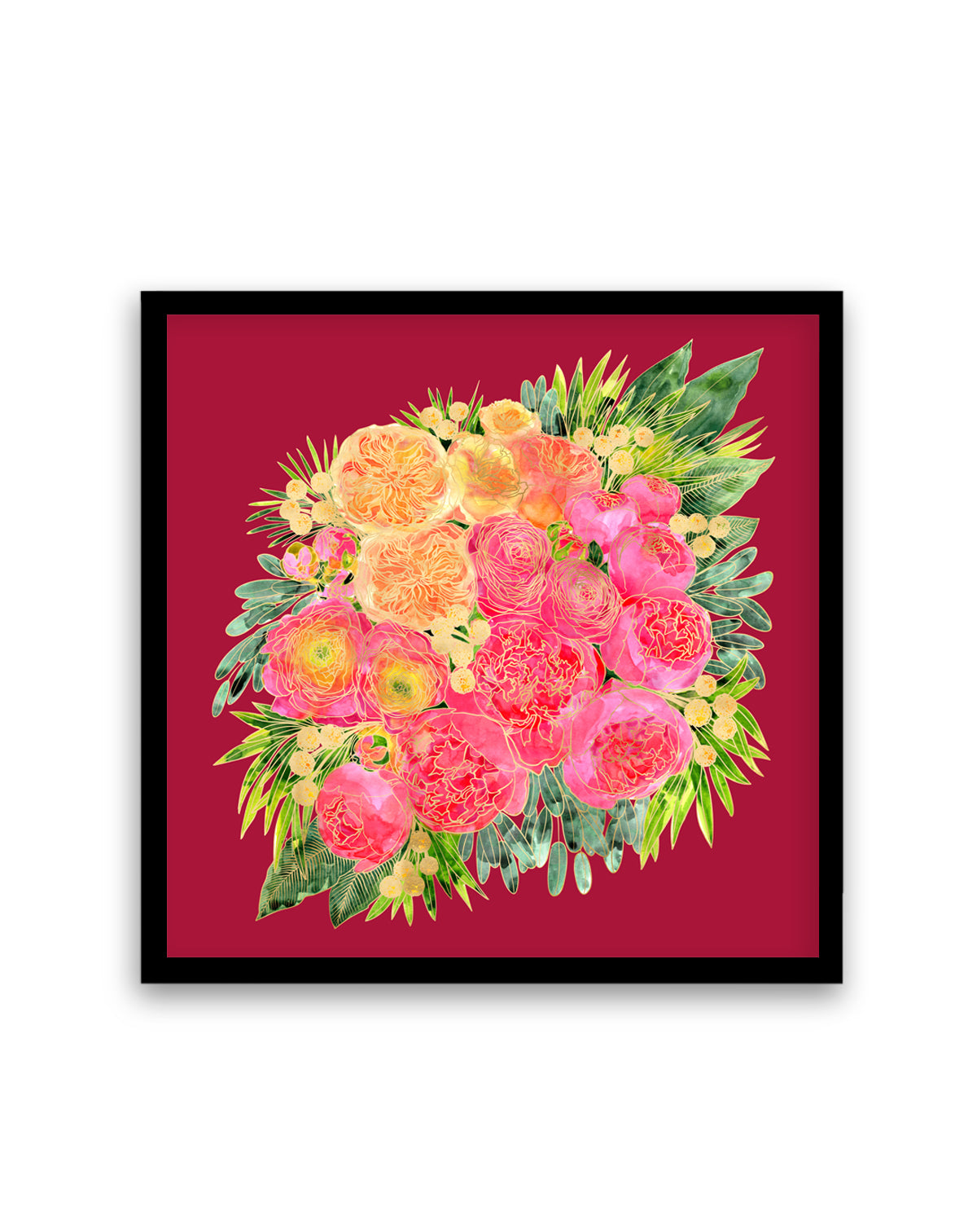 Lush Peony Bouquet by Rosana Laiz Blursbyai | Art Print