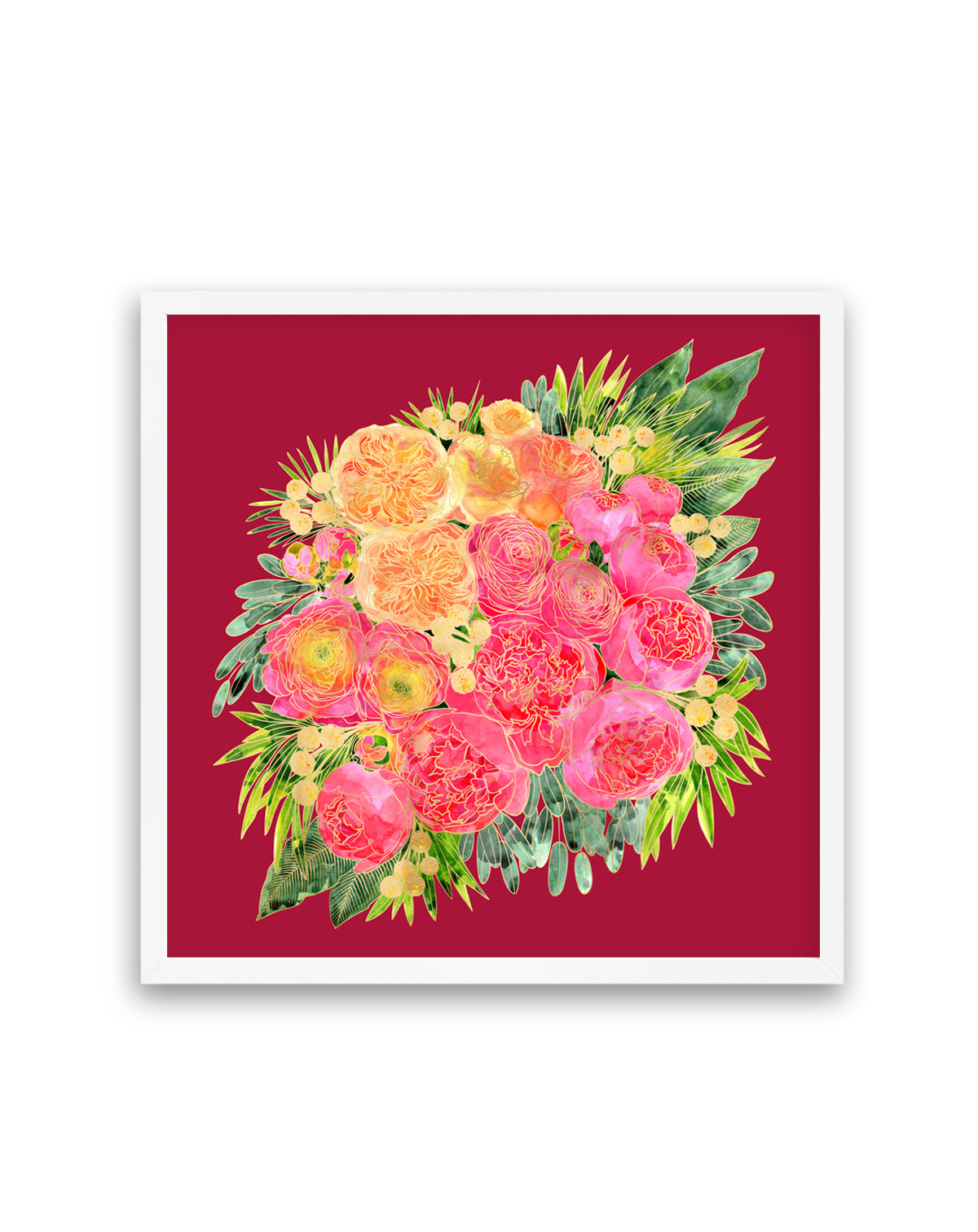 Lush Peony Bouquet by Rosana Laiz Blursbyai | Art Print