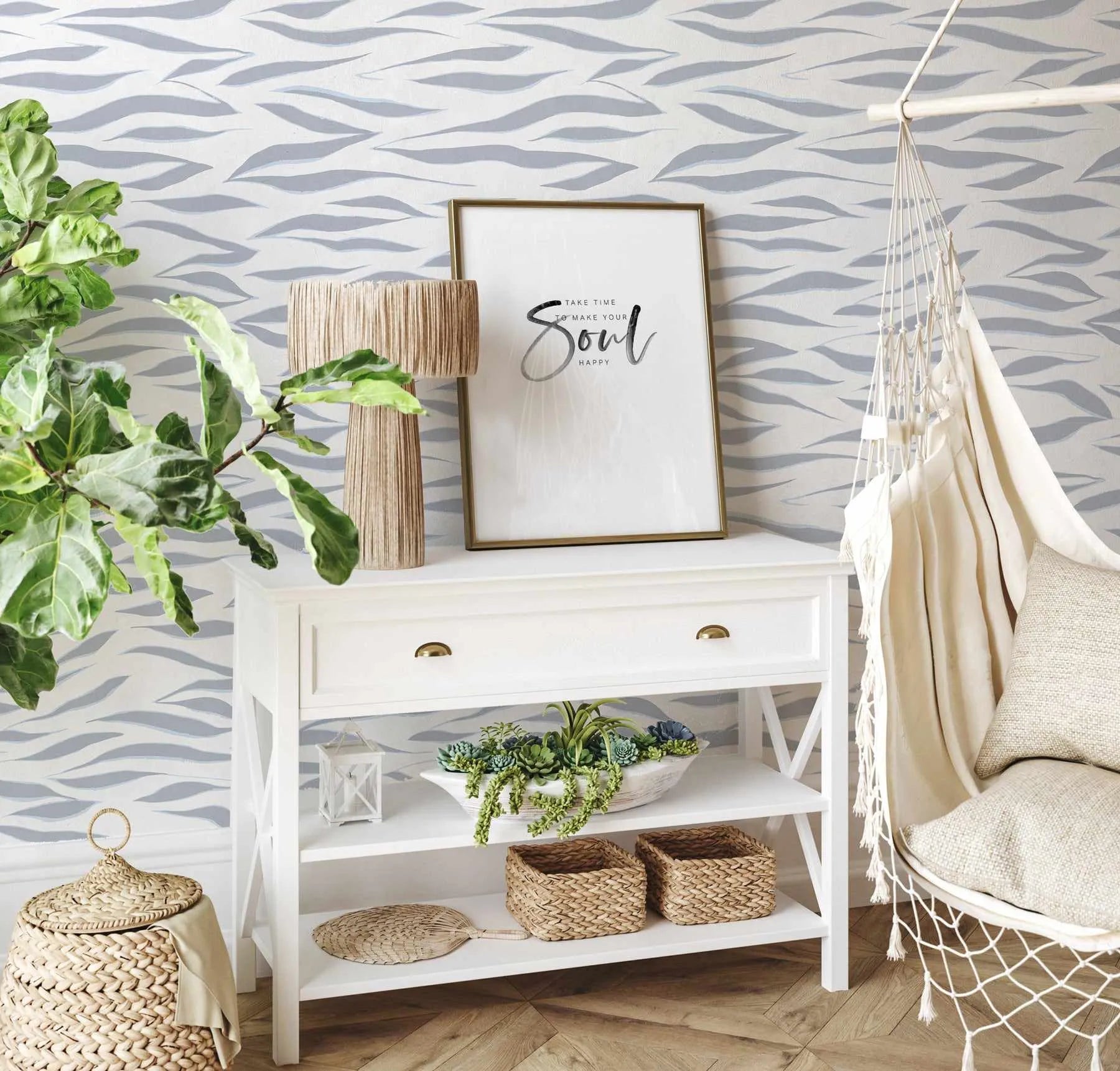 Luxe Animal Stripe Wallpaper from Olive et Oriel where you can shop wallpaper and artworks online