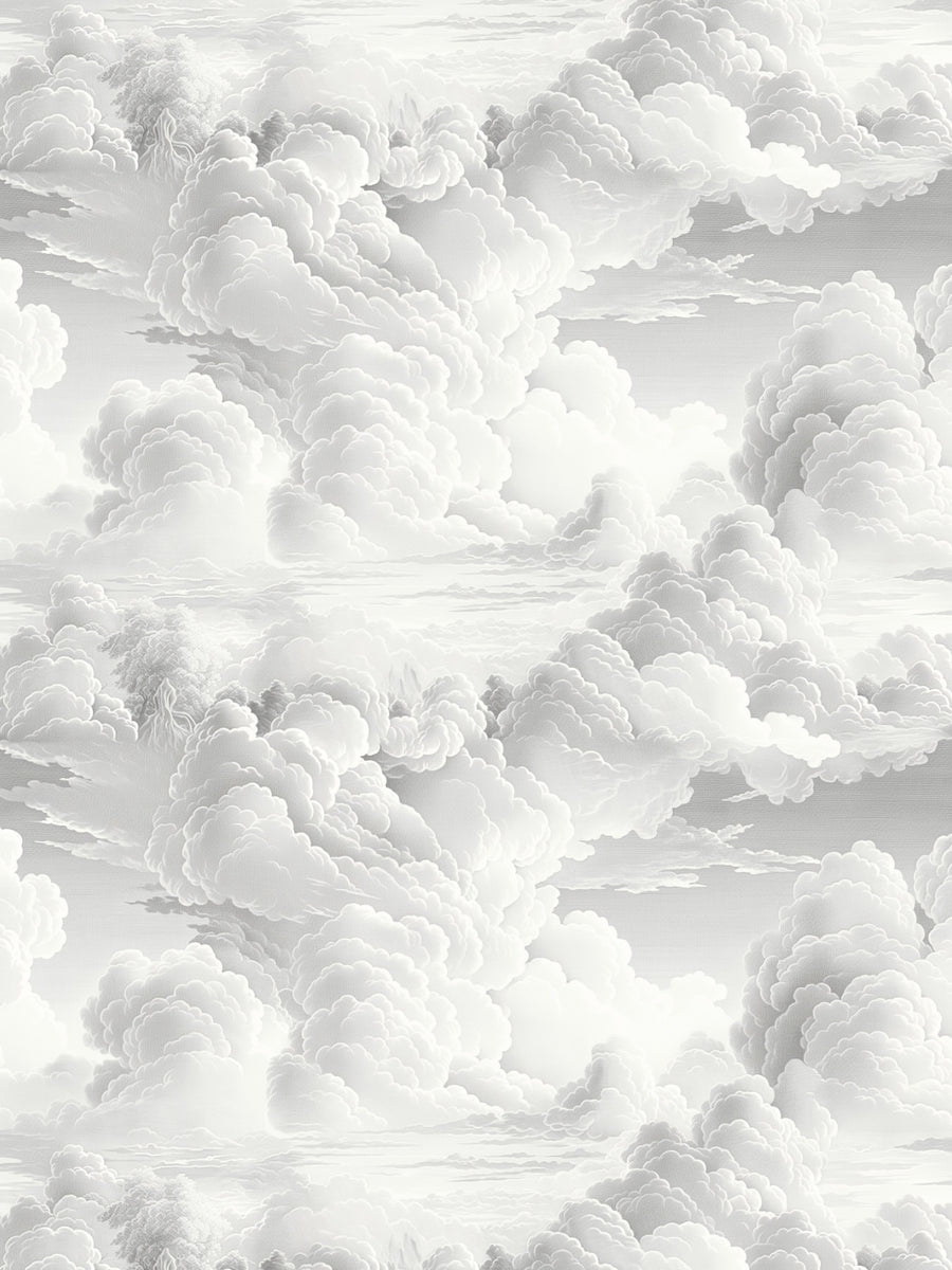 Luxe Clouds in Soft Grey Wallpaper from Olive et Oriel where you can shop wallpaper and artworks online