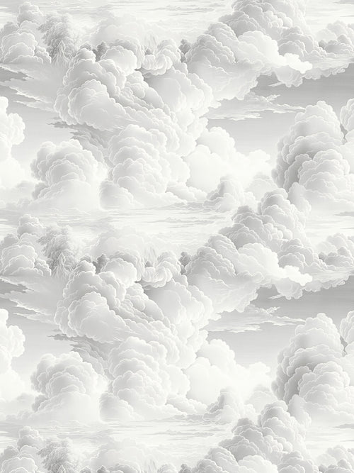 Luxe Clouds in Soft Grey Wallpaper