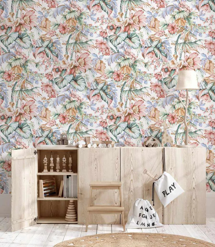 Luxe Floral Palm Wallpaper-Wallpaper-Buy Kids Removable Wallpaper Online Our Custom Made Children‚àö¬¢‚Äö√á¬®‚Äö√ë¬¢s Wallpapers Are A Fun Way To Decorate And Enhance Boys Bedroom Decor And Girls Bedrooms They Are An Amazing Addition To Your Kids Bedroom Walls Our Collection of Kids Wallpaper Is Sure To Transform Your Kids Rooms Interior Style From Pink Wallpaper To Dinosaur Wallpaper Even Marble Wallpapers For Teen Boys Shop Peel And Stick Wallpaper Online Today With Olive et Oriel