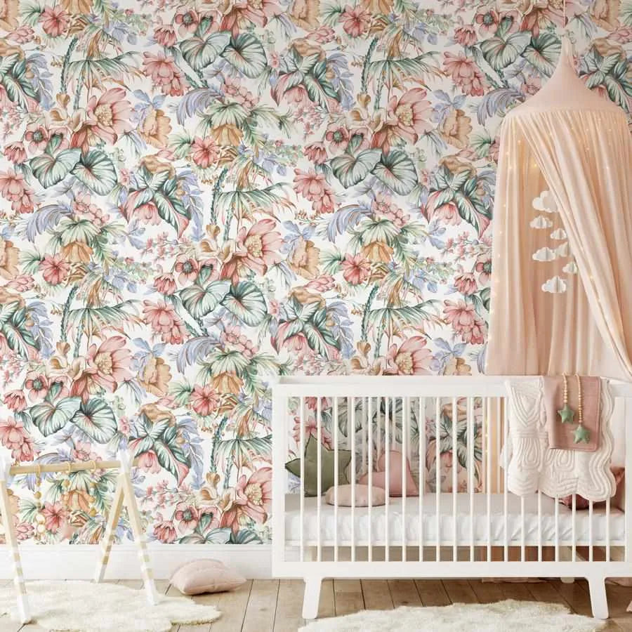 Luxe Floral Palm Wallpaper-Wallpaper-Buy Kids Removable Wallpaper Online Our Custom Made Children‚àö¬¢‚Äö√á¬®‚Äö√ë¬¢s Wallpapers Are A Fun Way To Decorate And Enhance Boys Bedroom Decor And Girls Bedrooms They Are An Amazing Addition To Your Kids Bedroom Walls Our Collection of Kids Wallpaper Is Sure To Transform Your Kids Rooms Interior Style From Pink Wallpaper To Dinosaur Wallpaper Even Marble Wallpapers For Teen Boys Shop Peel And Stick Wallpaper Online Today With Olive et Oriel
