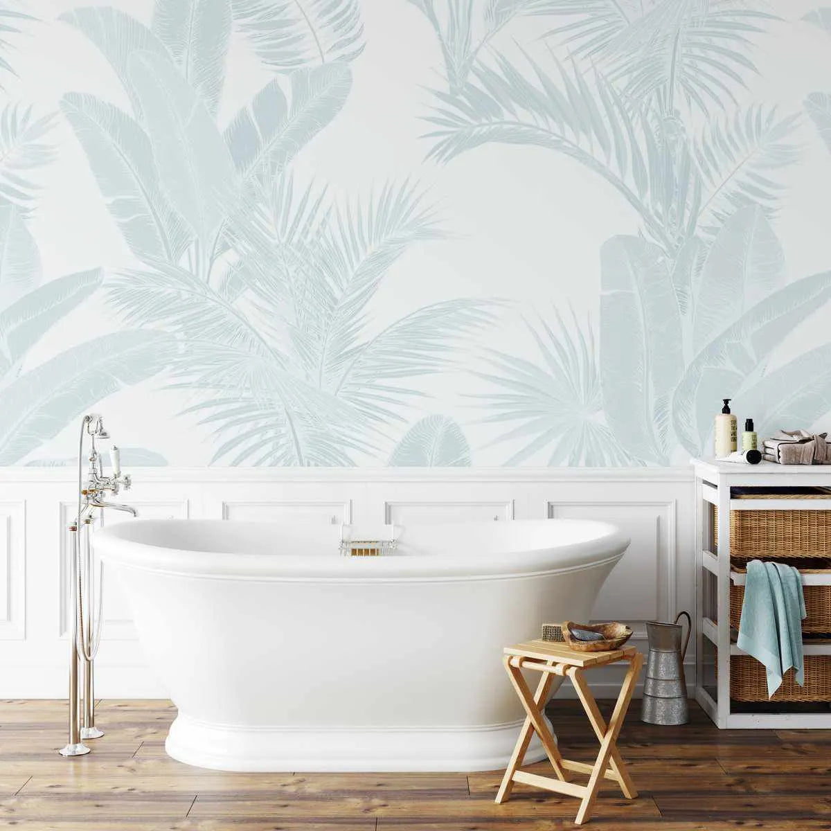 Luxe Tropical in Azure Wallpaper - Olive et Oriel