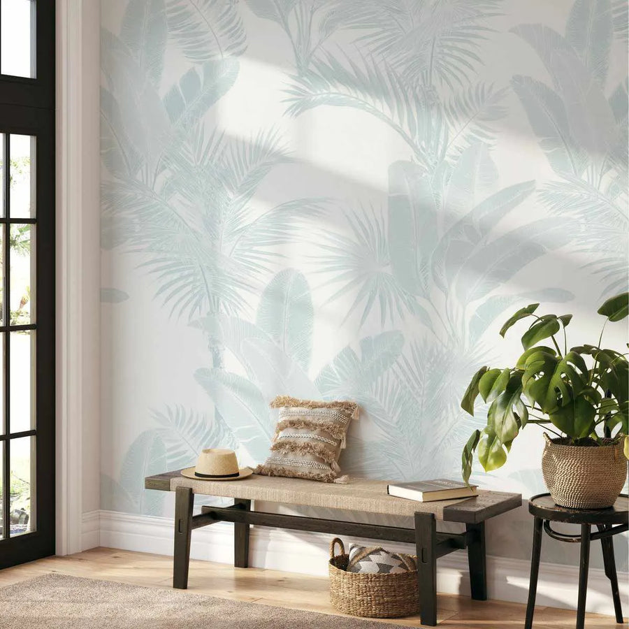 Luxe Tropical in Azure Wallpaper - Olive et Oriel