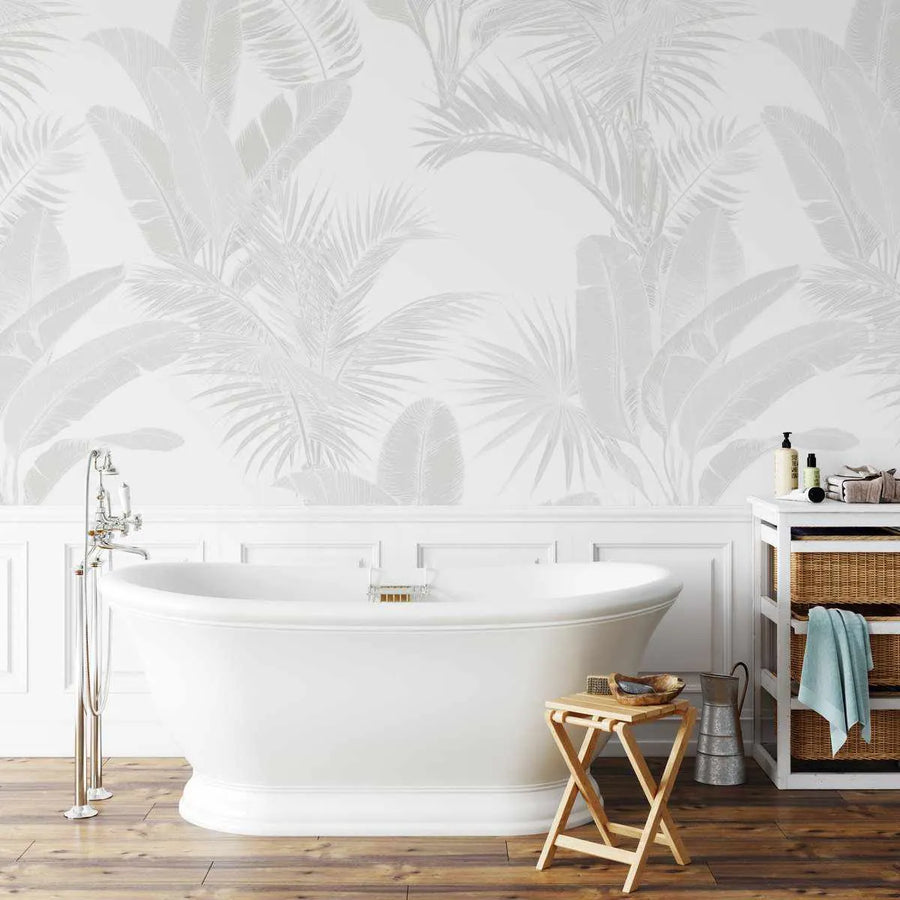 Luxe Tropical in Grey Wallpaper - Olive et Oriel