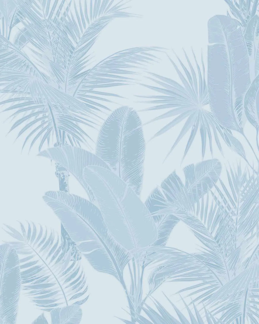 Luxe Tropical in Hamptons Blue Wallpaper from Olive et Oriel where you can shop wallpaper and artworks online