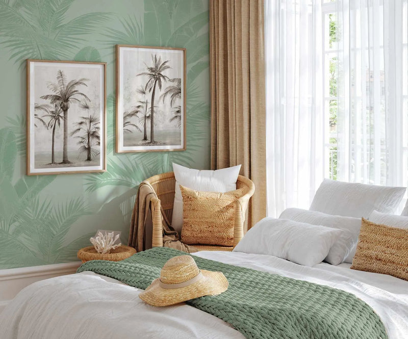 Luxe Tropical in Jungle Green Wallpaper from Olive et Oriel where you can shop wallpaper and artworks online