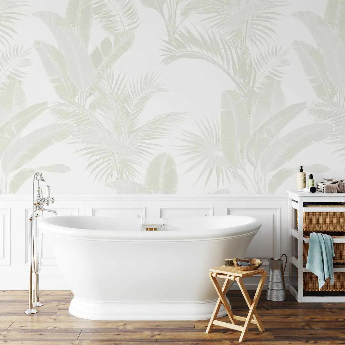 Luxe Tropical in Neutral Wallpaper - Olive et Oriel