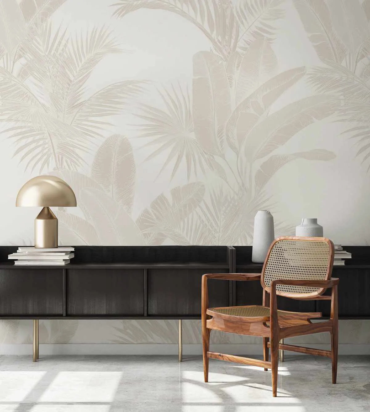 Luxe Tropical in Sand Wallpaper - Olive et Oriel