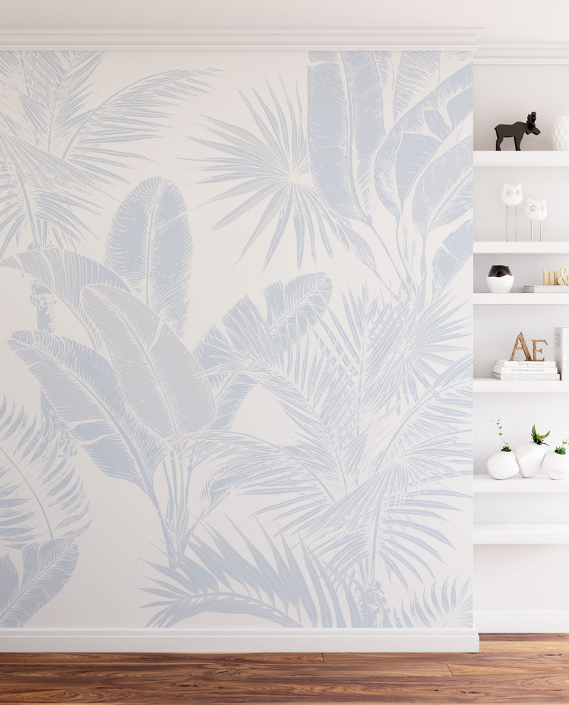 Luxe Tropical in Light Blue Wallpaper