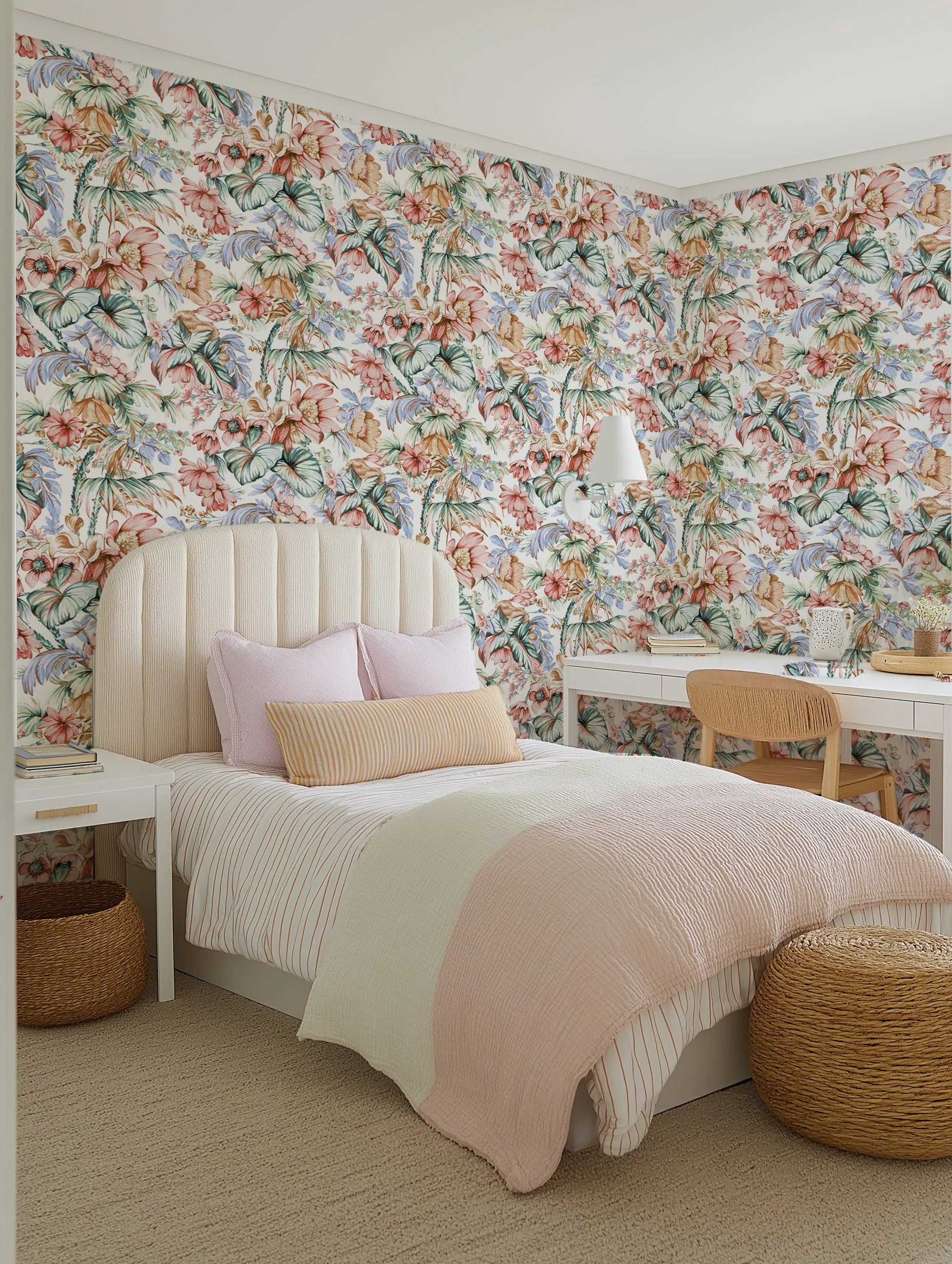 Luxe Floral Palm Wallpaper from Olive et Oriel where you can shop wallpaper and artworks online