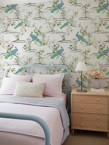 Luxe Peacock Wallpaper chinoiserie wallpaper — Olive et Oriel