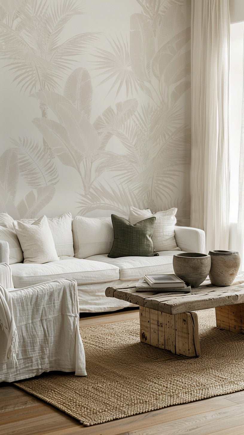 Luxe Tropical in Sand Wallpaper