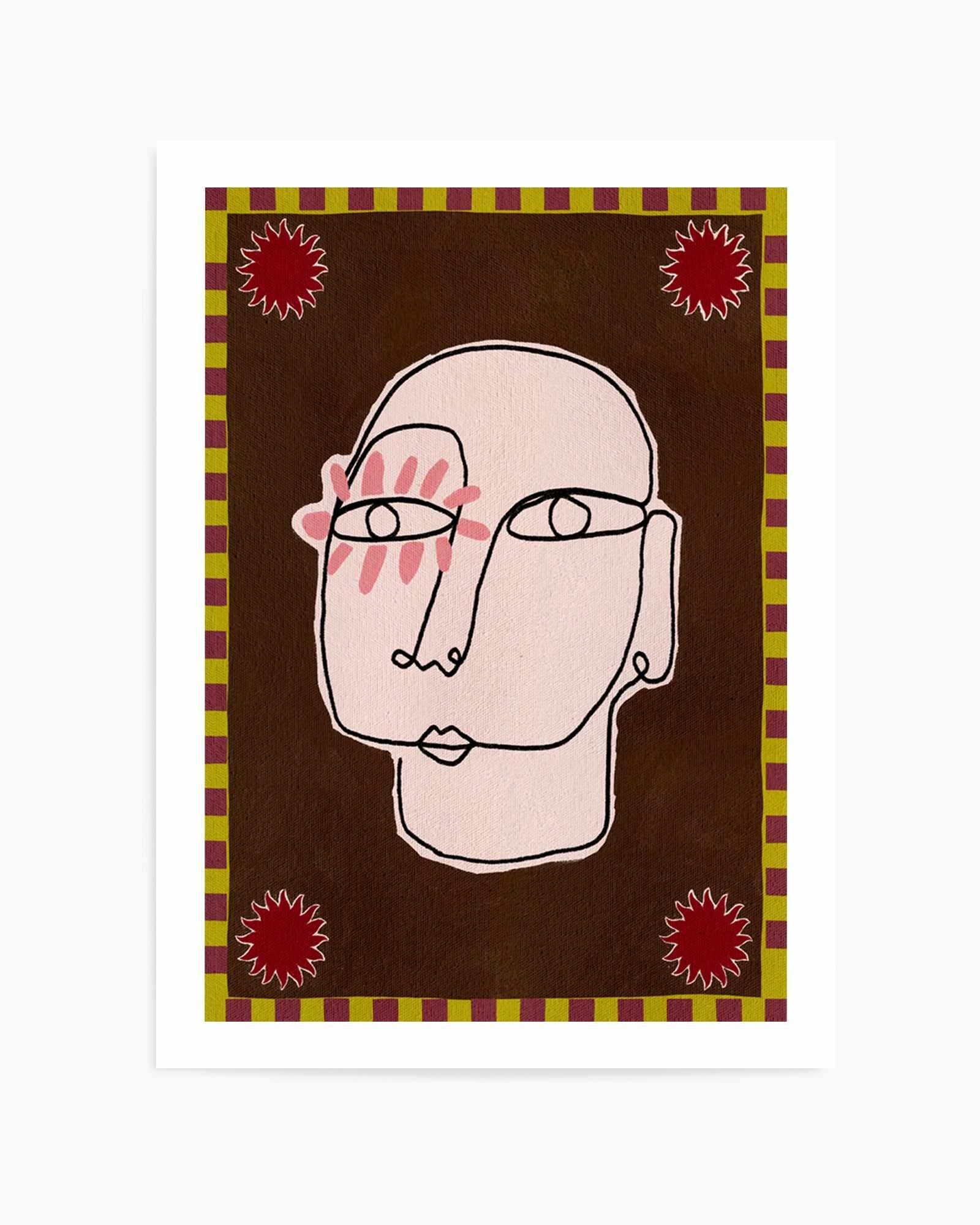 Minimalist Line Drawing Of A Face by Shatha Al Dafai | Art Print from Olive et Oriel where you can shop wallpaper and artworks online