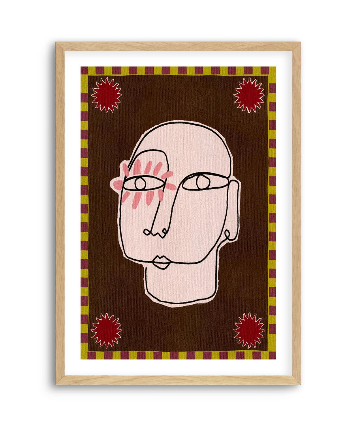 Minimalist Line Drawing Of A Face by Shatha Al Dafai | Art Print from Olive et Oriel where you can shop wallpaper and artworks online