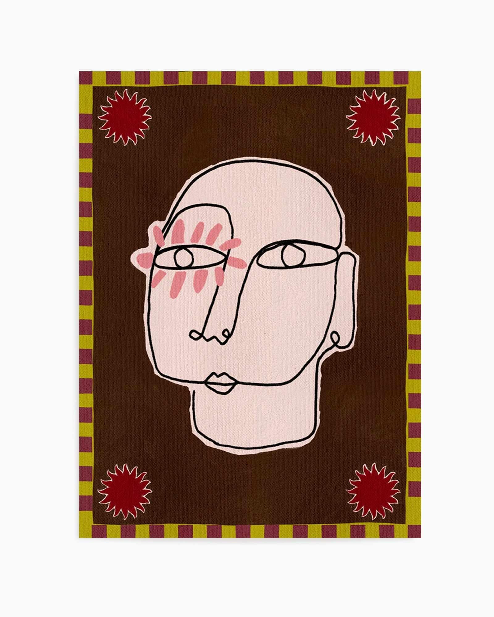Minimalist Line Drawing Of A Face by Shatha Al Dafai | Art Print from Olive et Oriel where you can shop wallpaper and artworks online