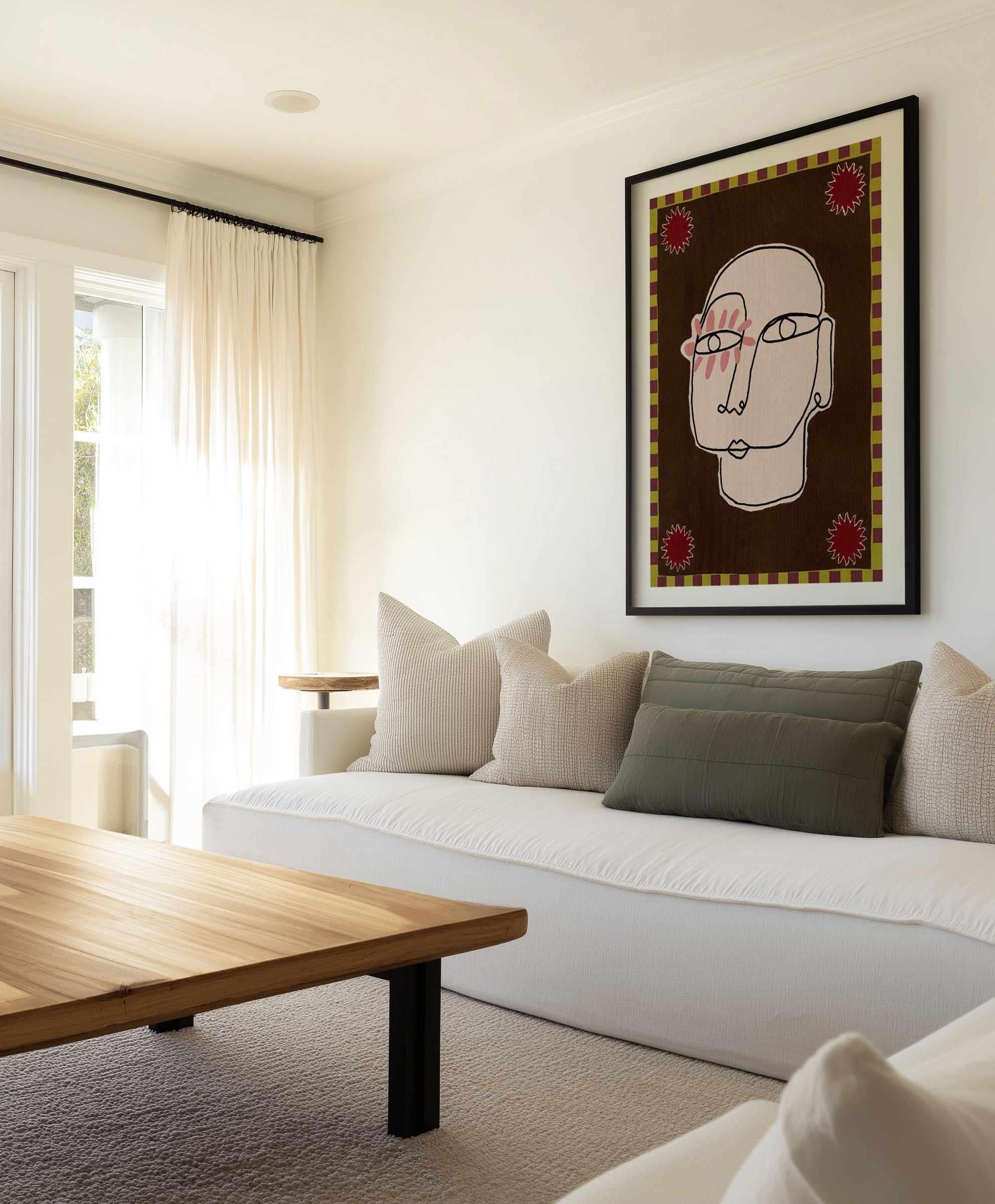 Minimalist Line Drawing Of A Face by Shatha Al Dafai | Art Print from Olive et Oriel where you can shop wallpaper and artworks online