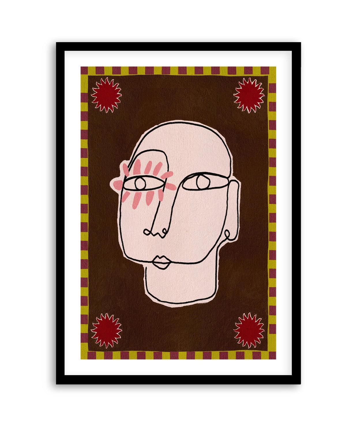 Minimalist Line Drawing Of A Face by Shatha Al Dafai | Art Print from Olive et Oriel where you can shop wallpaper and artworks online