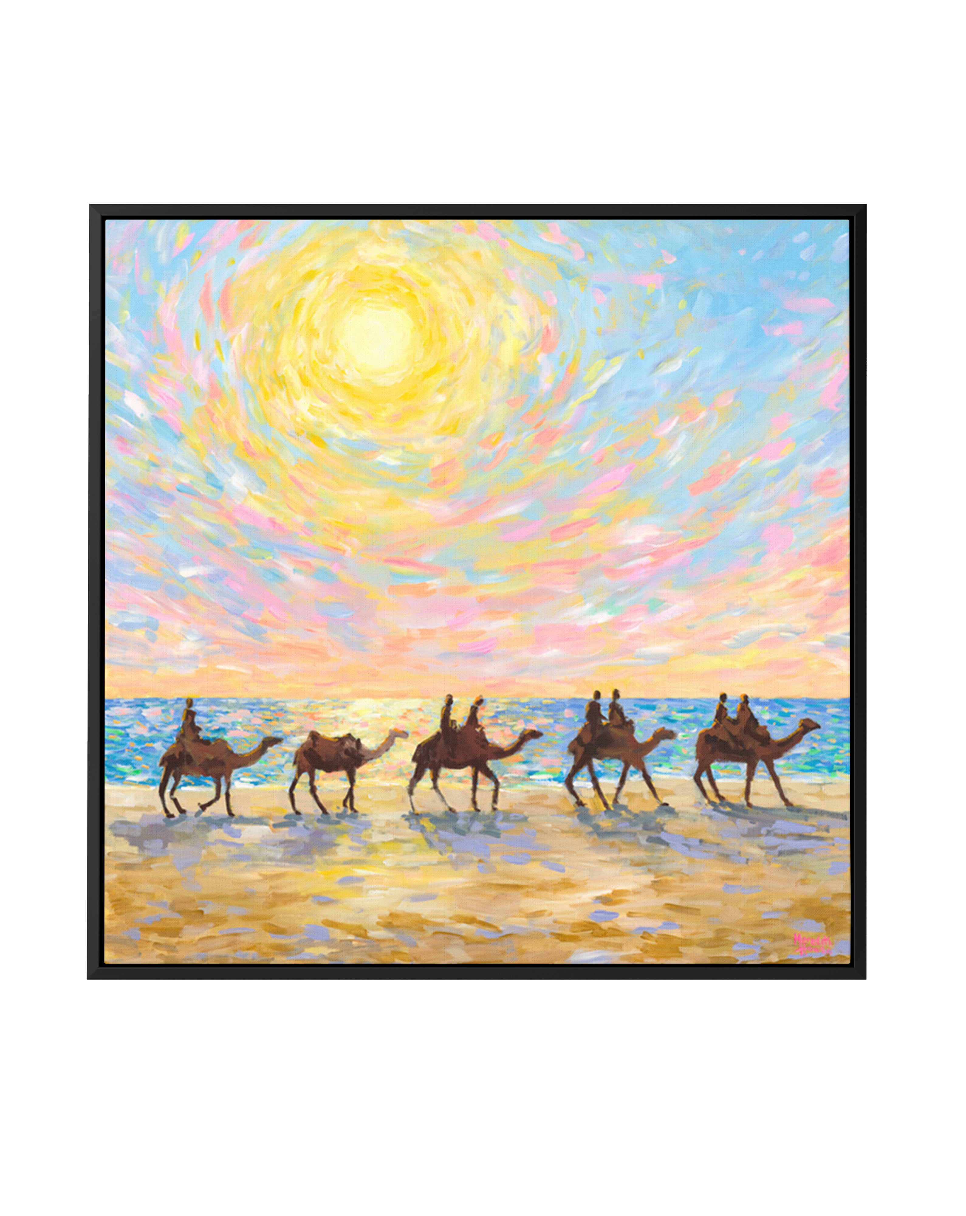 Mindil Beach Sunset with Camels by Meredith Howse | Framed Canvas Art Print